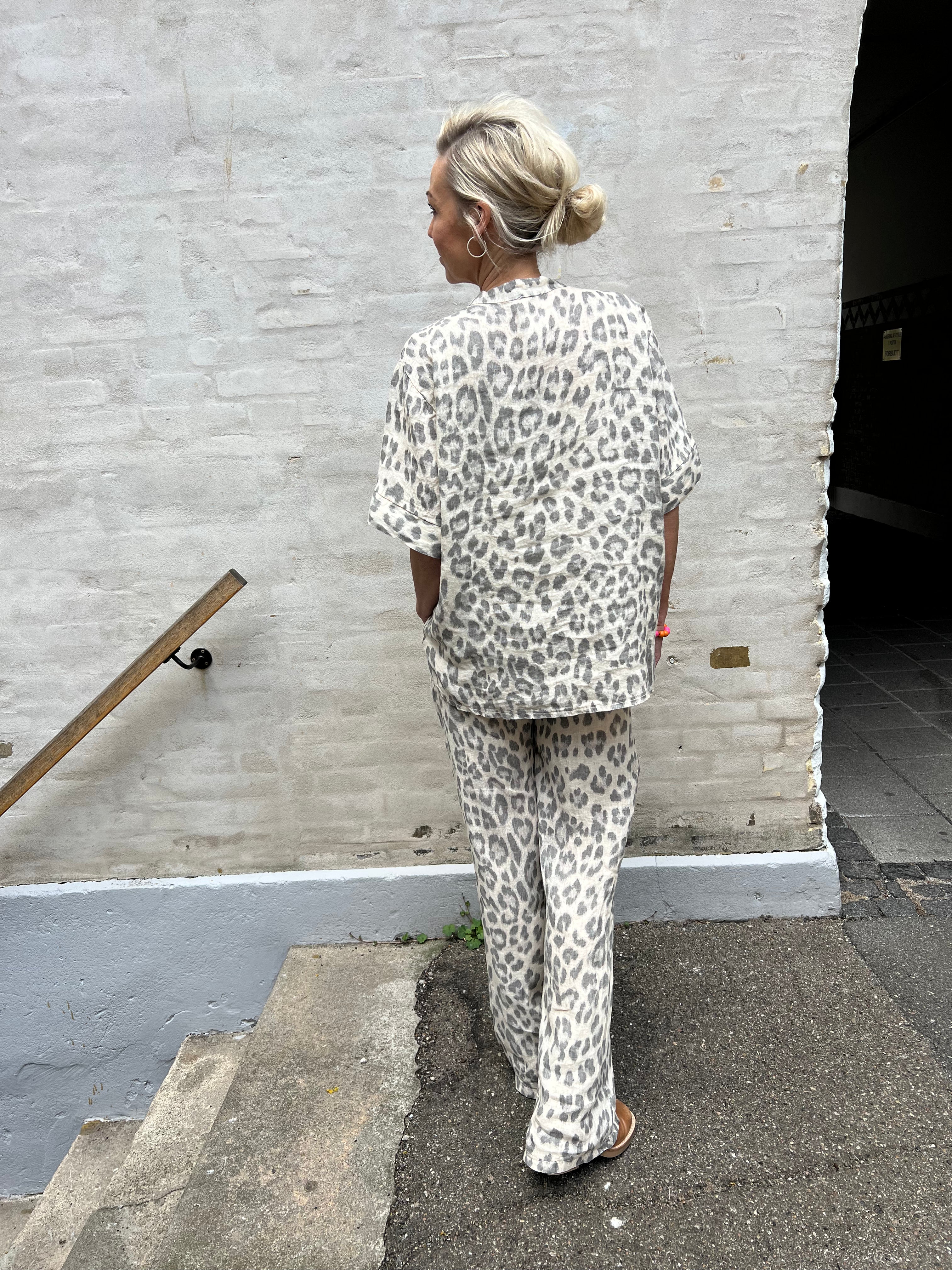 Melina Wide linen pant natural leo