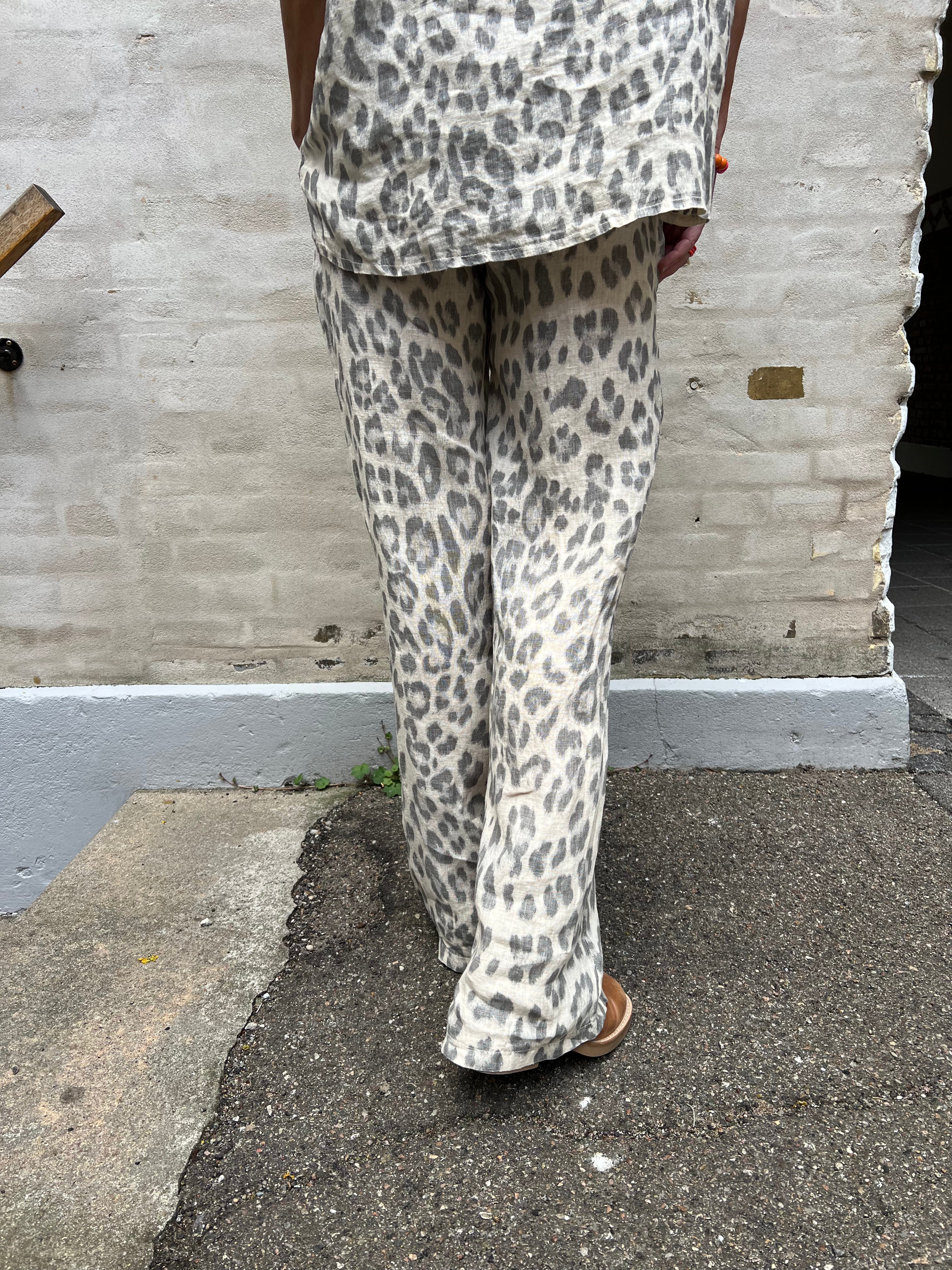 Melina Wide linen pant natural leo