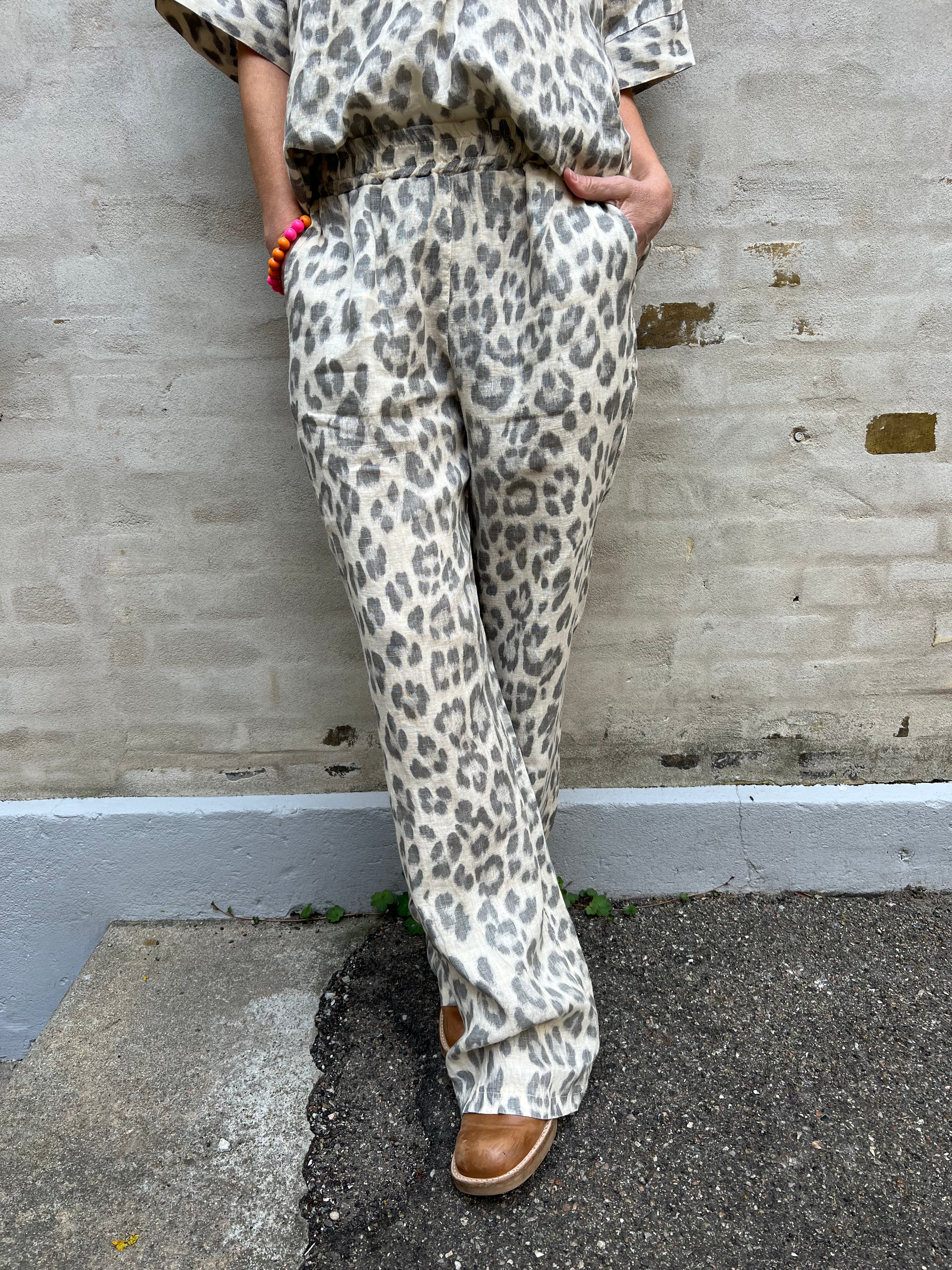 Melina Wide linen pant natural leo