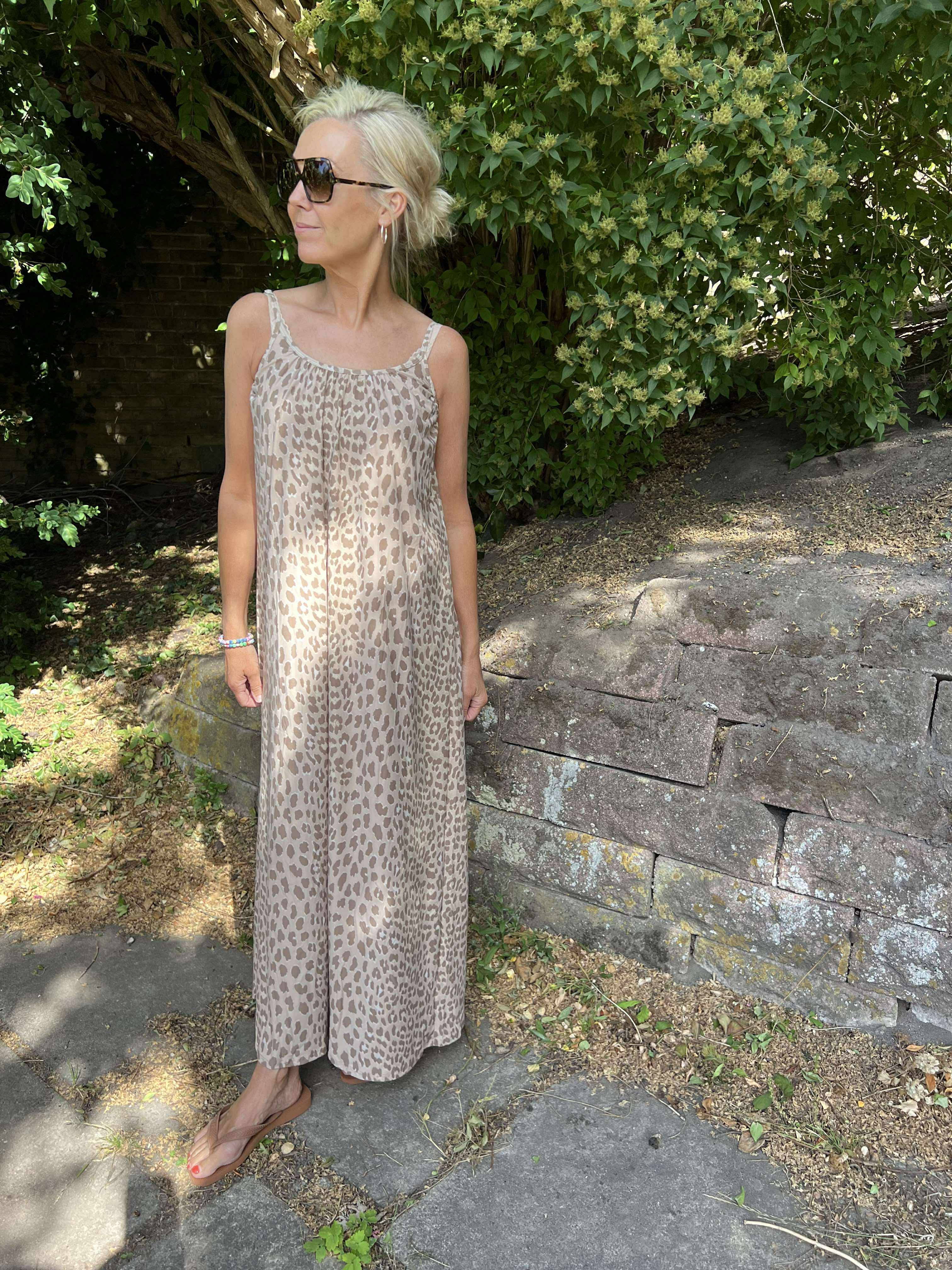 Alma Long Strap Dress - Desert Lux Leo