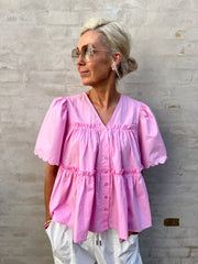 HOPE V-NECK TOP - Pink Frosting