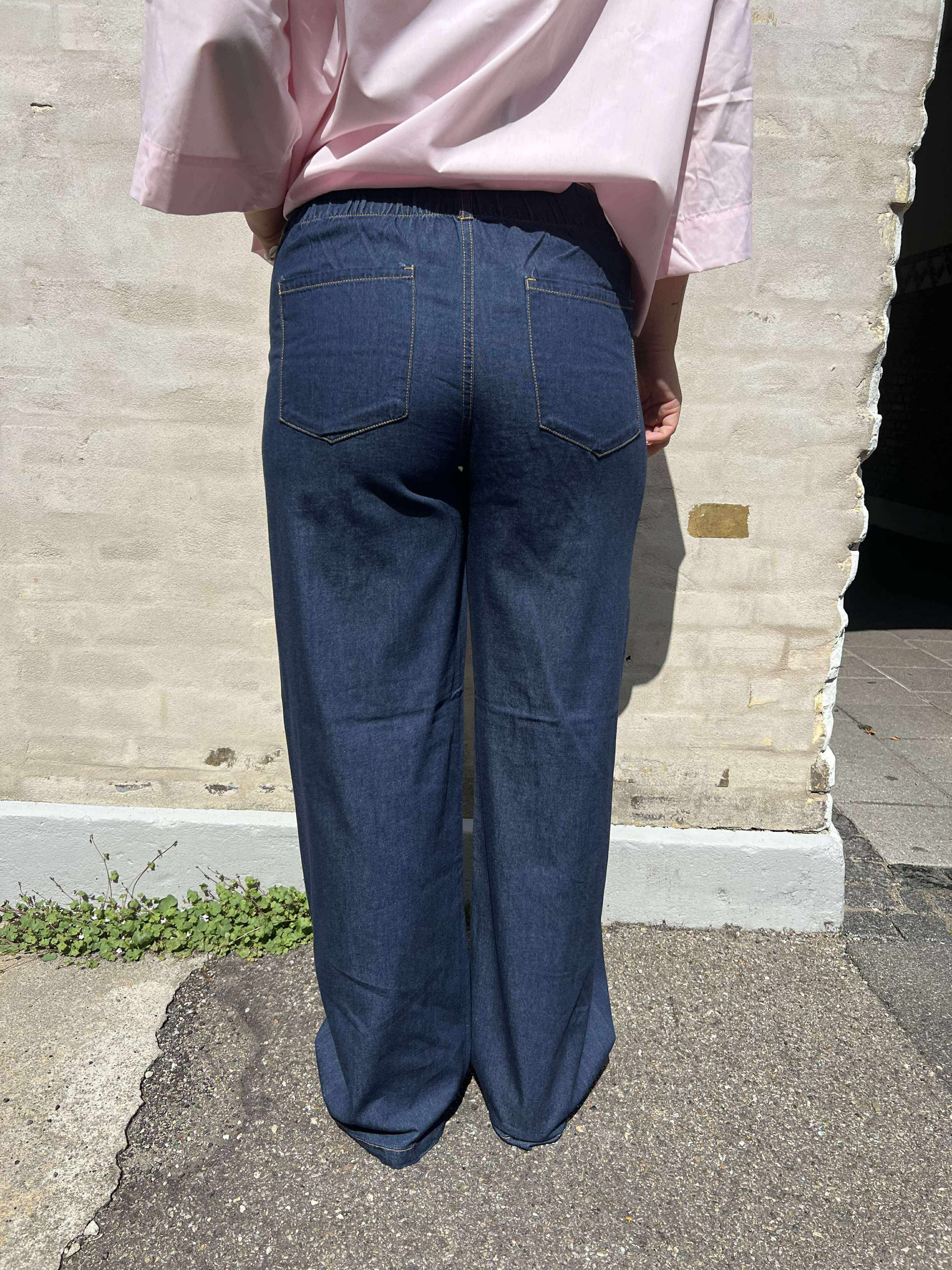 Sabrina Wide Tie Jeans Dark blue denim