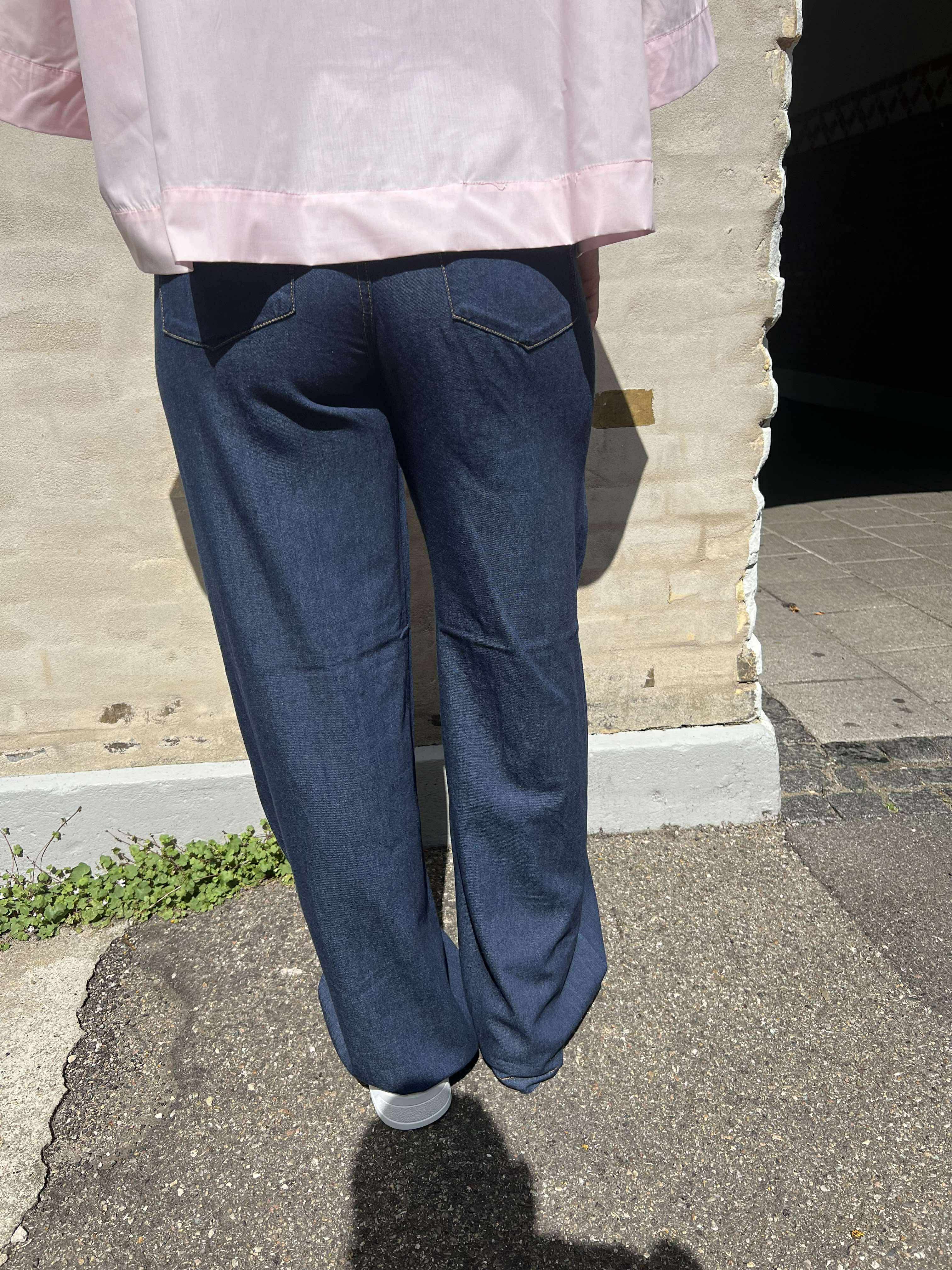 Sabrina Wide Tie Jeans Dark blue denim