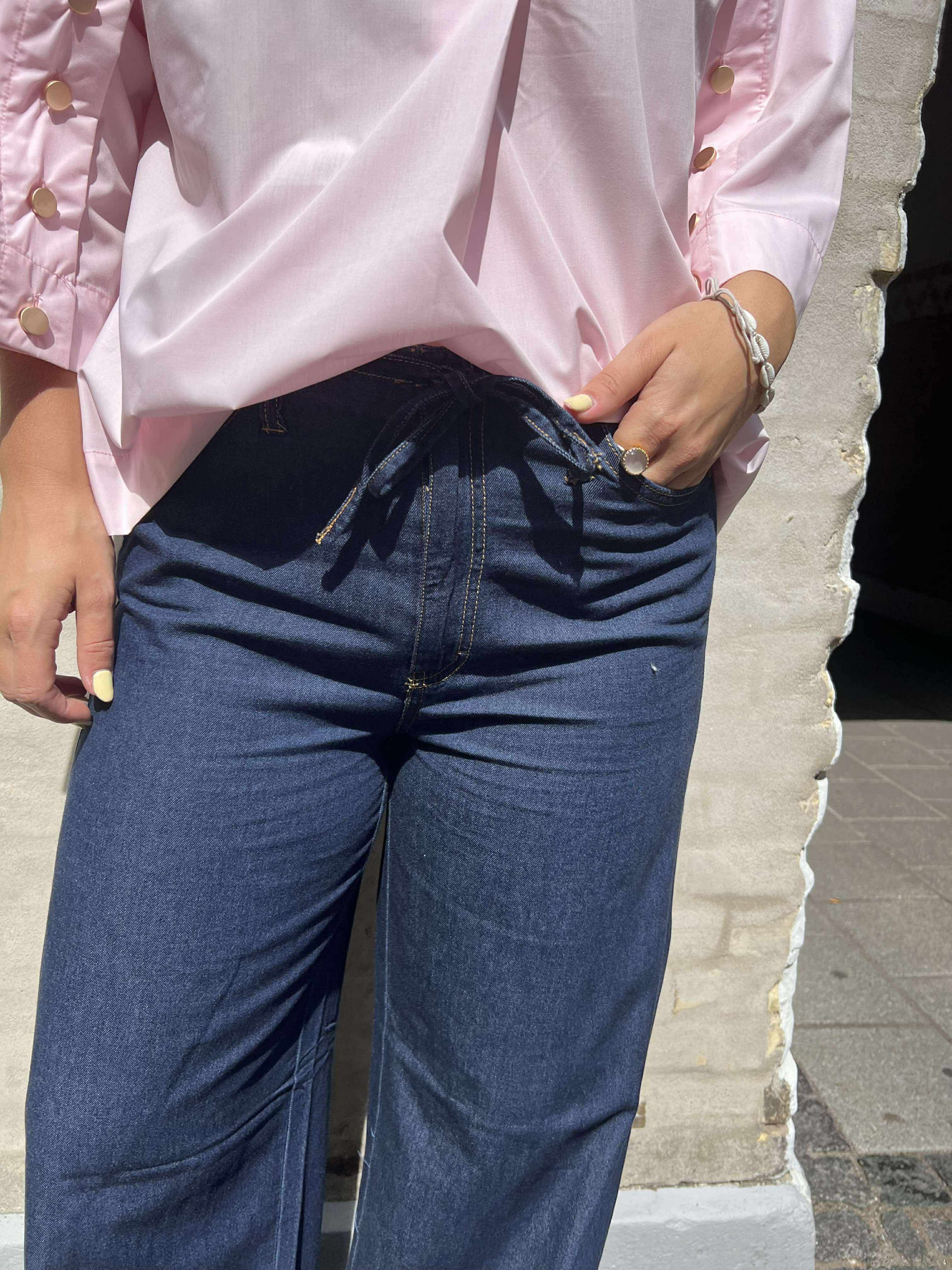 Sabrina Wide Tie Jeans Dark blue denim