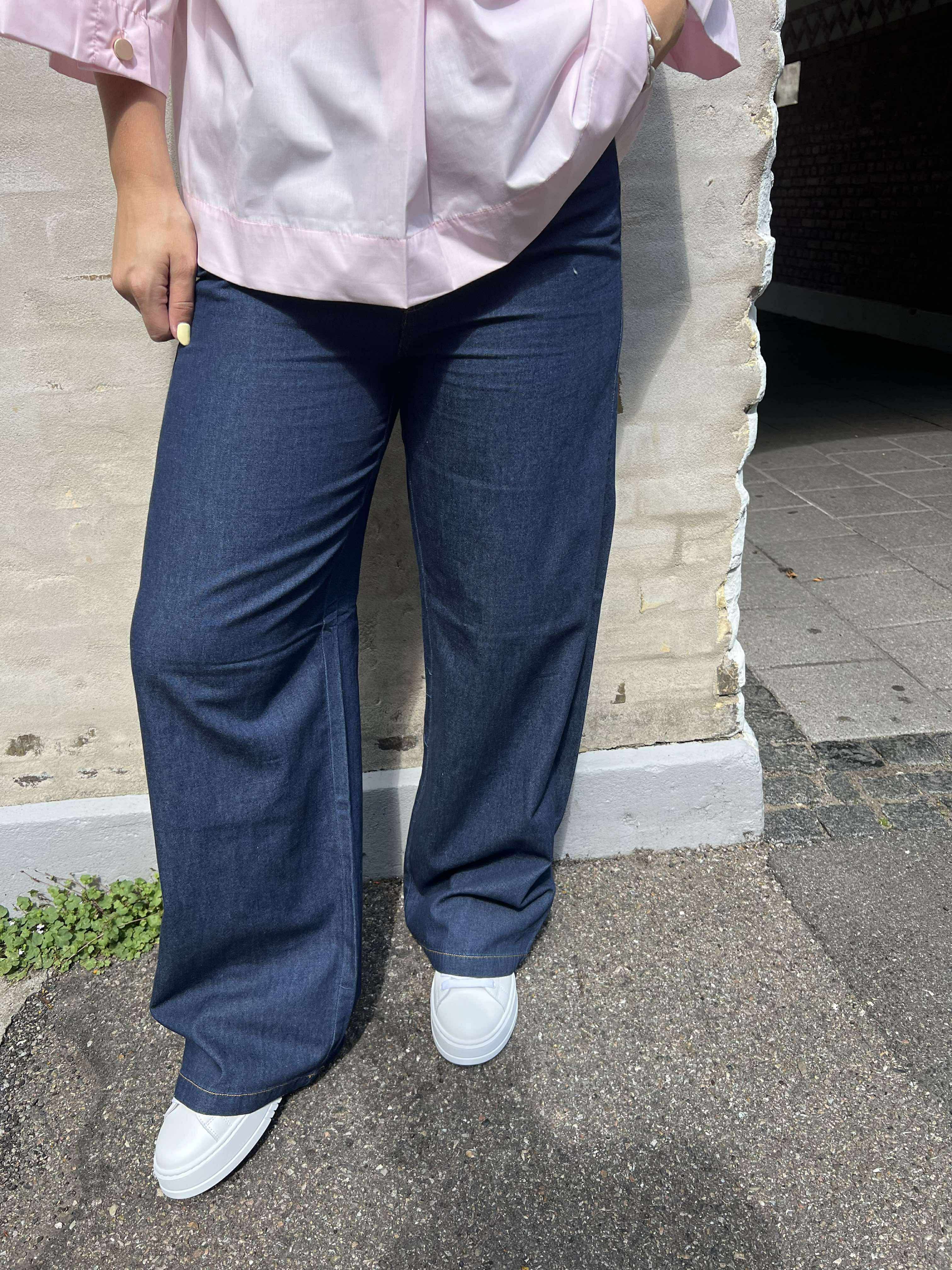 Sabrina Wide Tie Jeans Dark blue denim