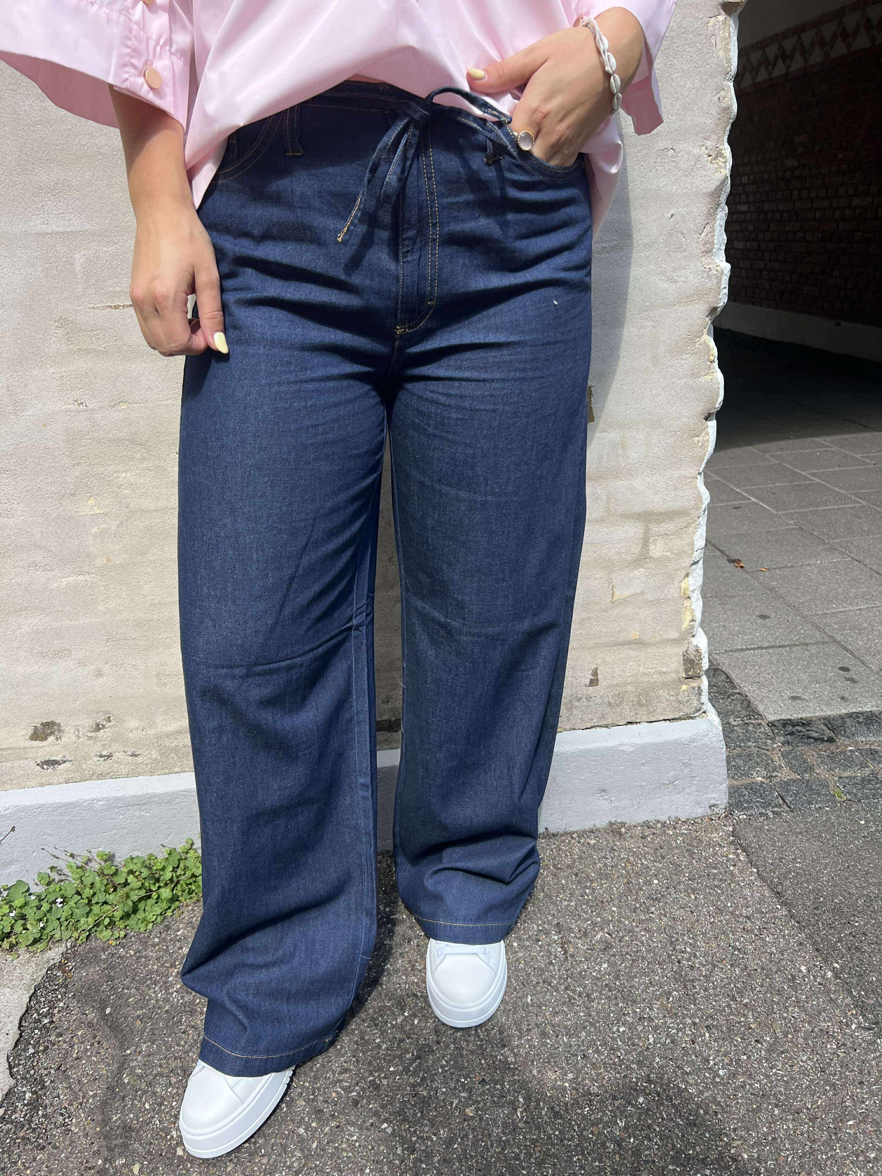 Sabrina Wide Tie Jeans Dark blue denim