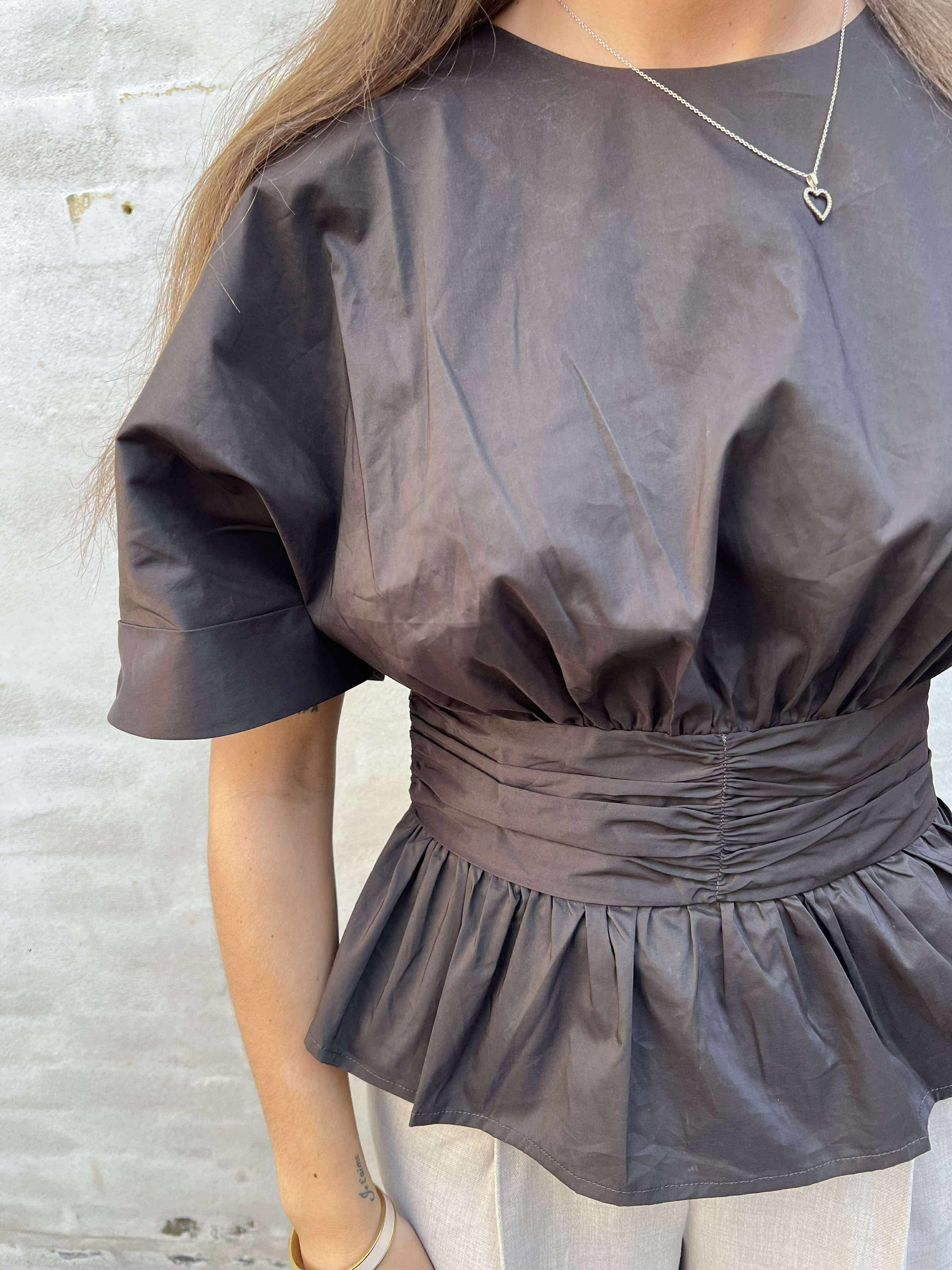Annegret Poplin Blouse Chocolate Brown