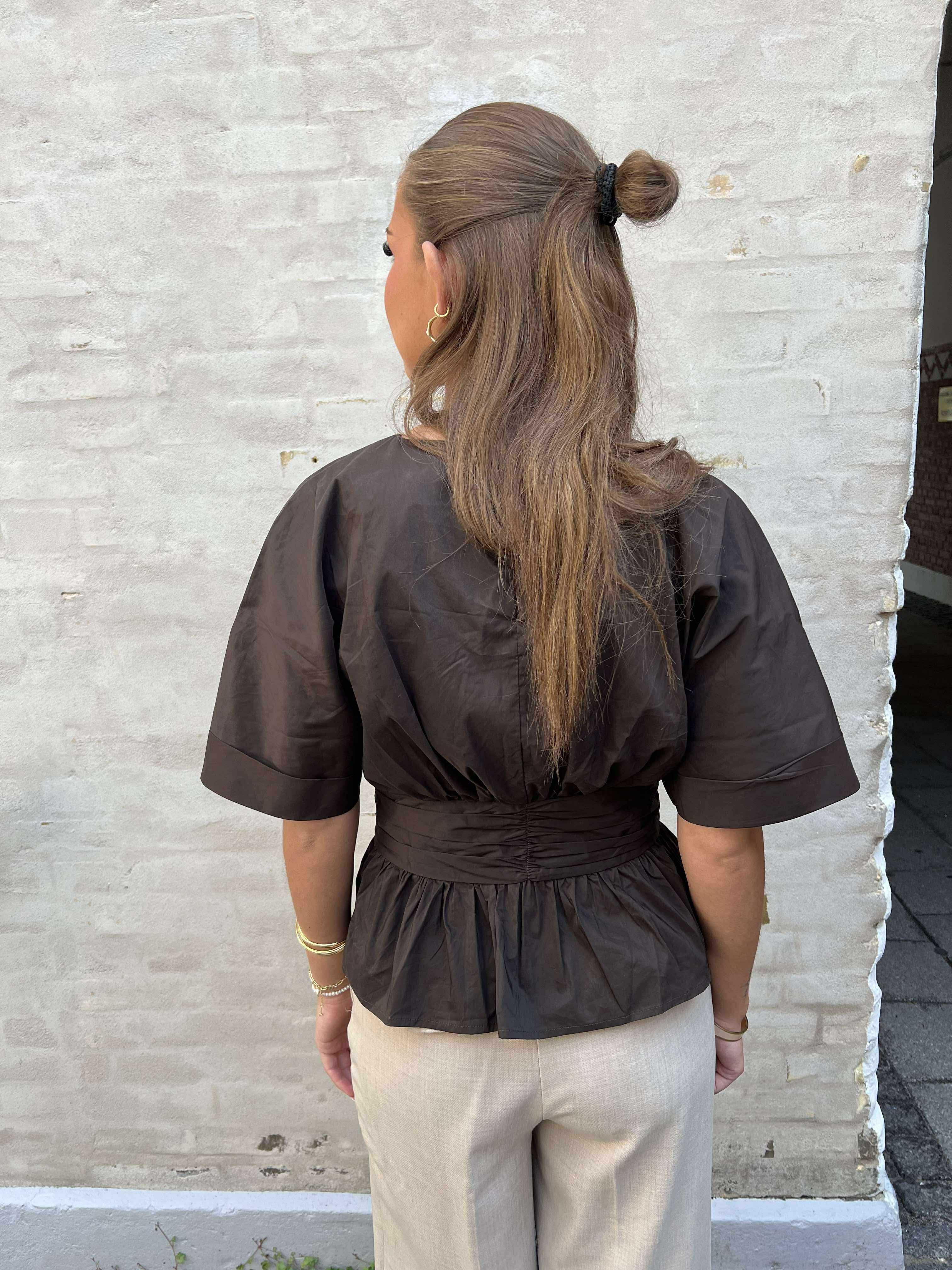 Annegret Poplin Blouse Chocolate Brown