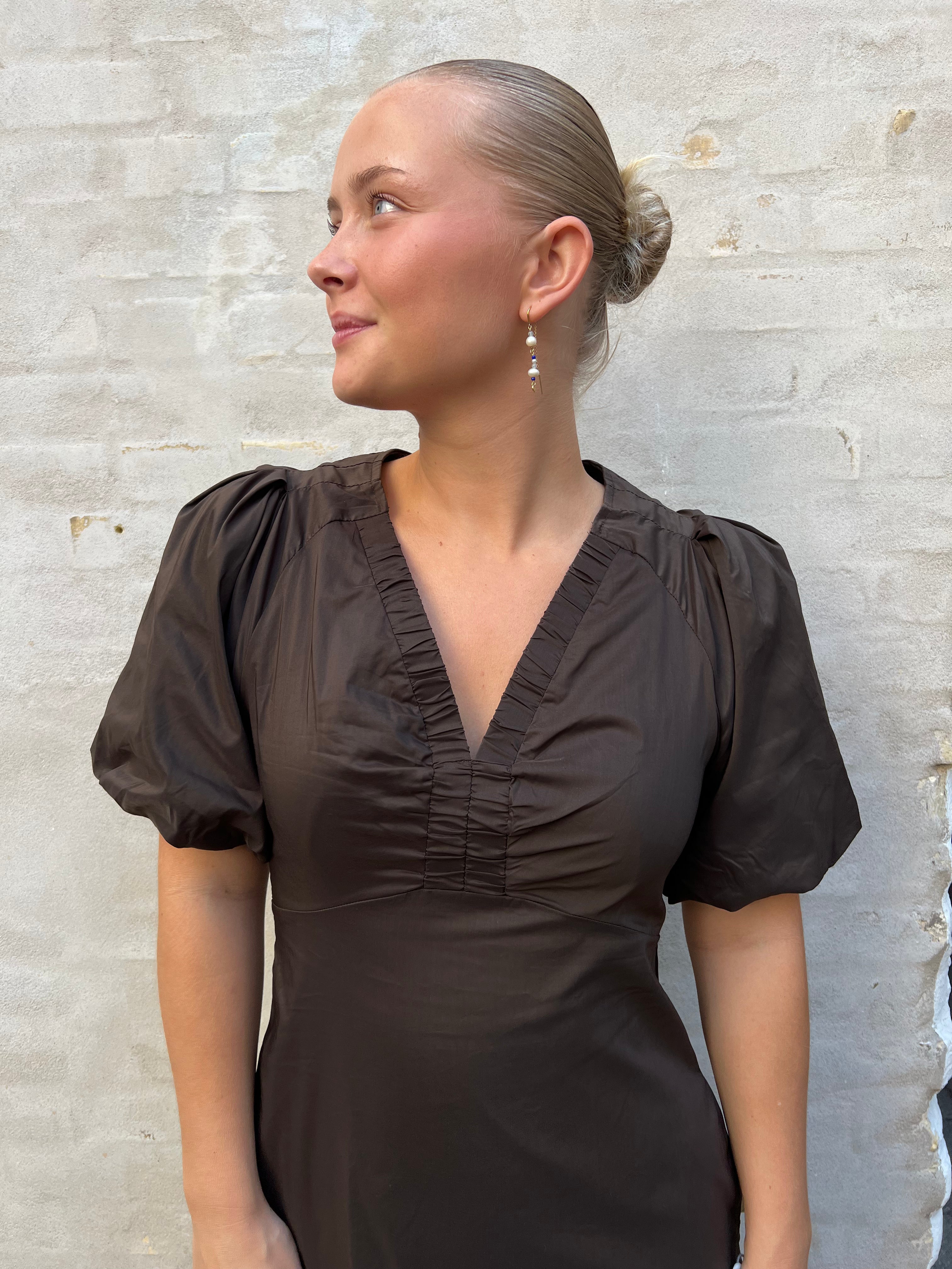 Illana Poplin Dress Chocolate Brown