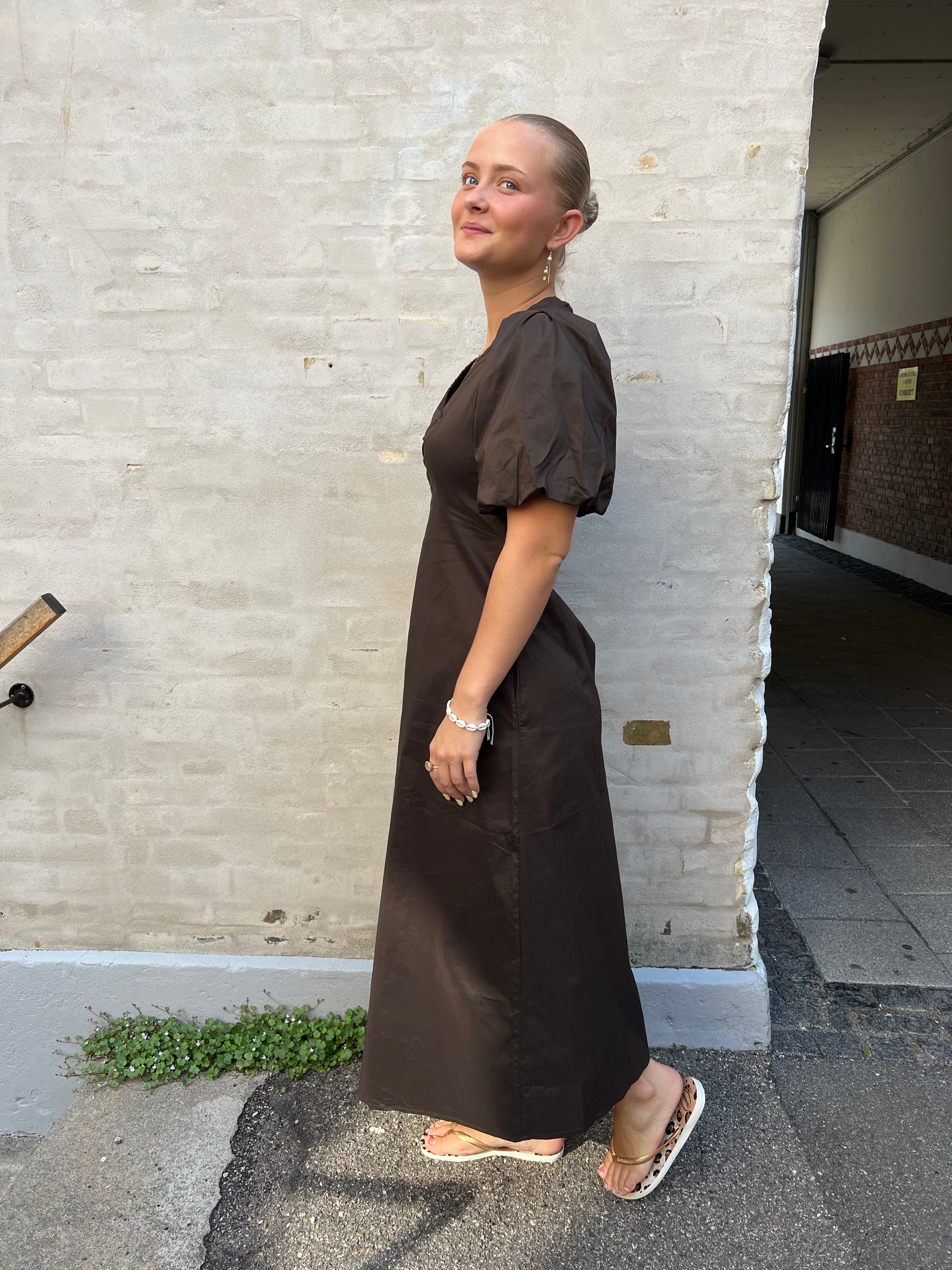 Illana Poplin Dress Chocolate Brown