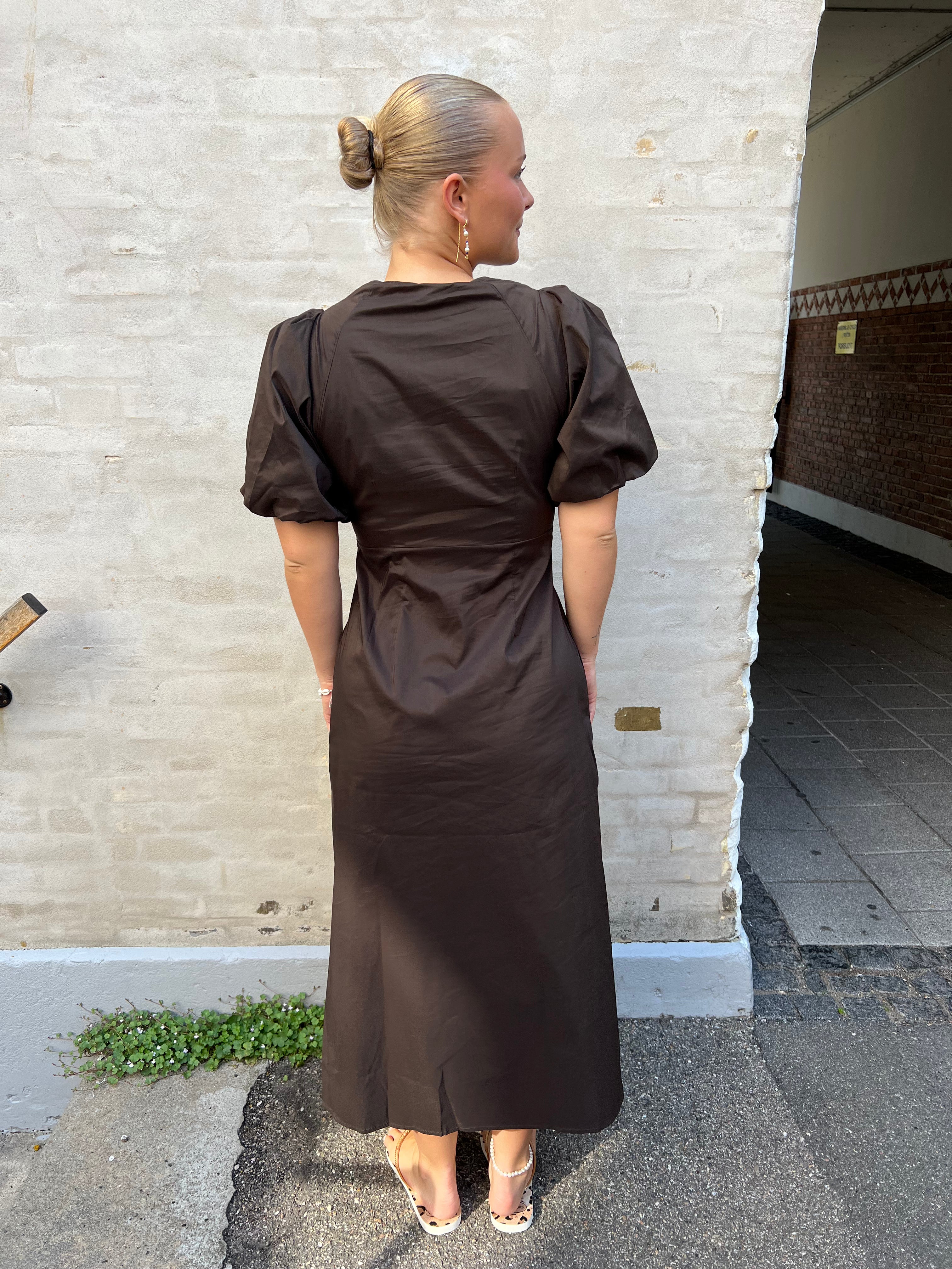 Illana Poplin Dress Chocolate Brown