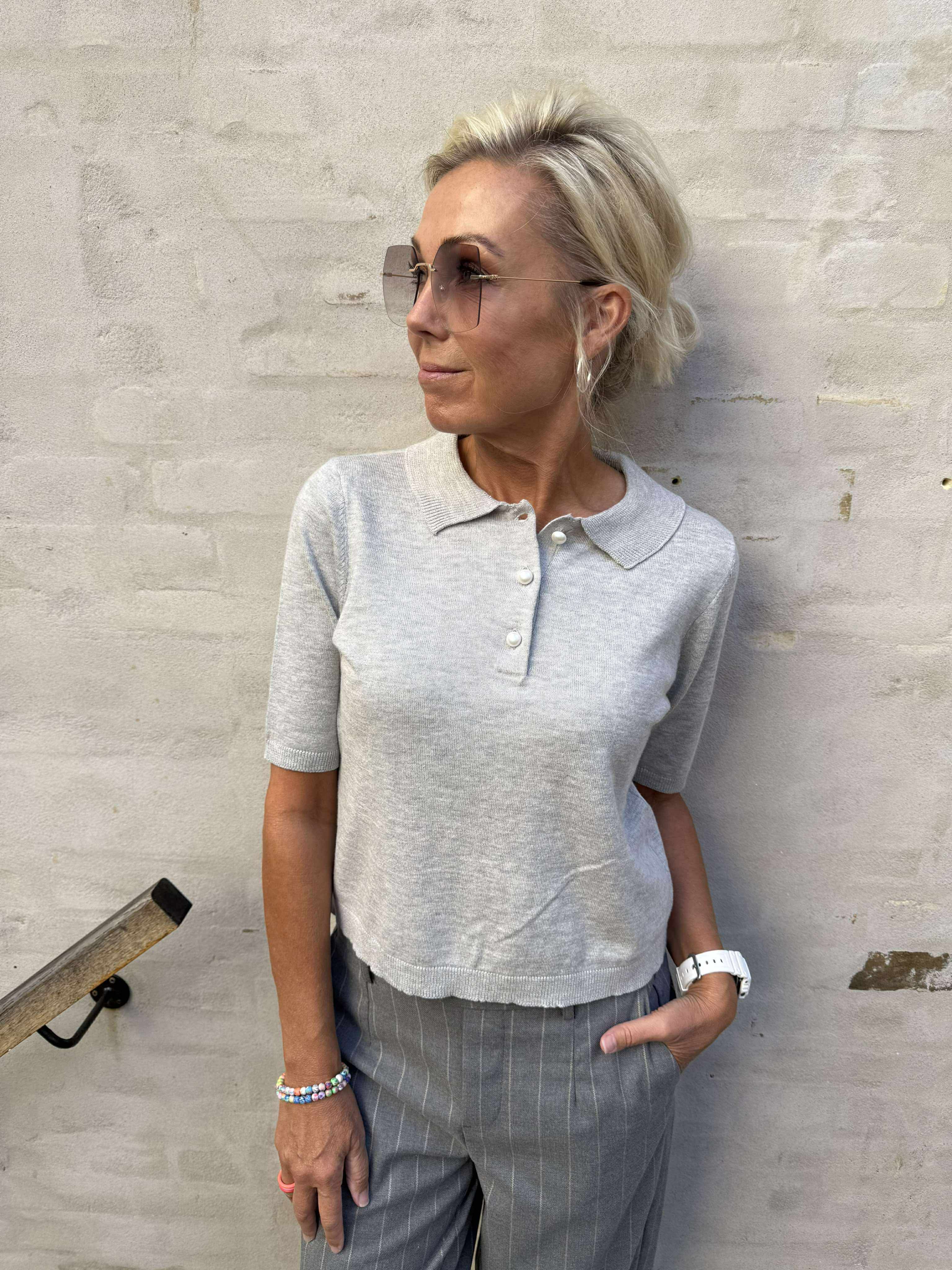 Bodil Pullover Knit - Light Grey Melange