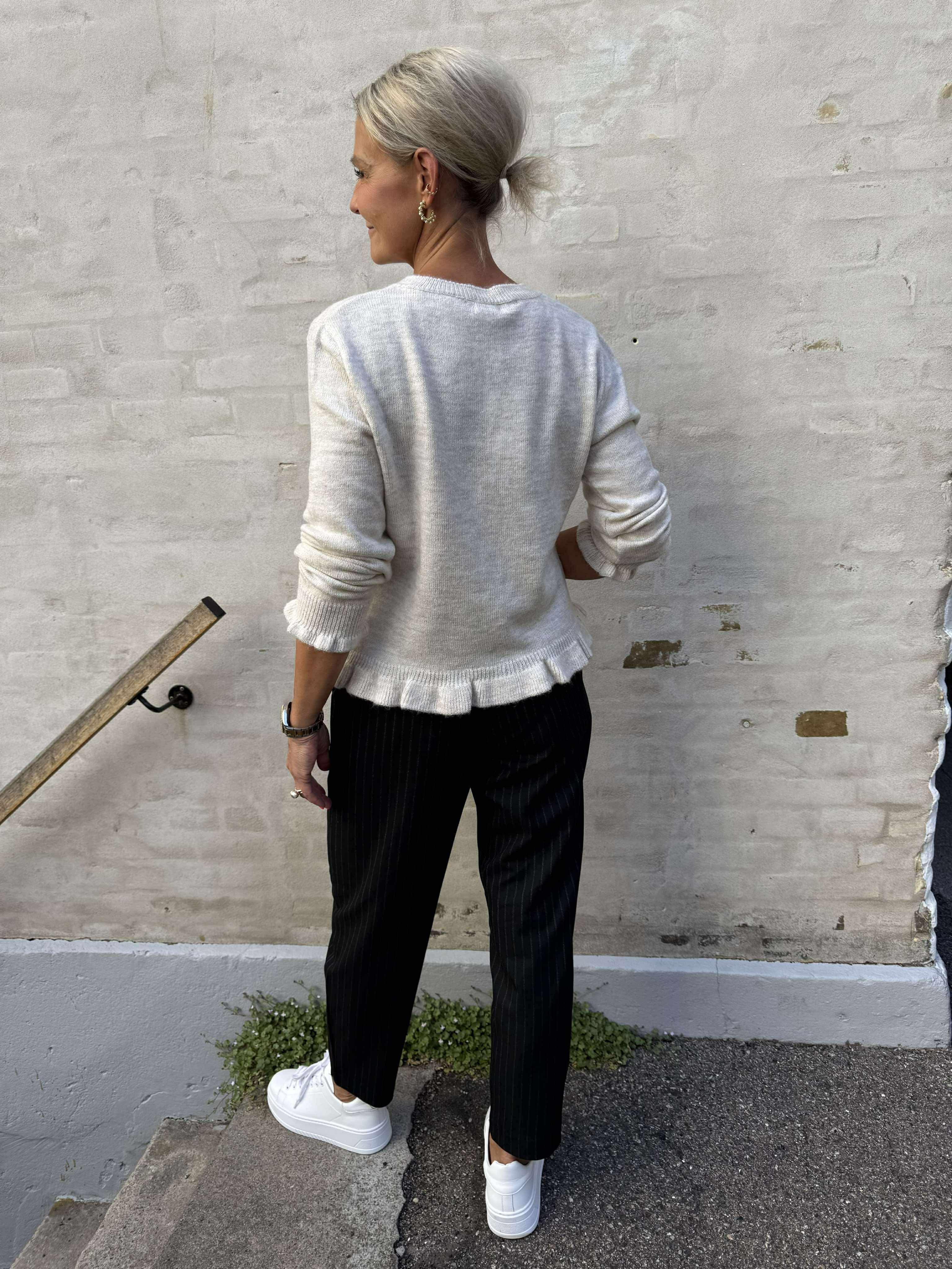 LETTY FRILL CARDIGAN - Birch/MELANGE