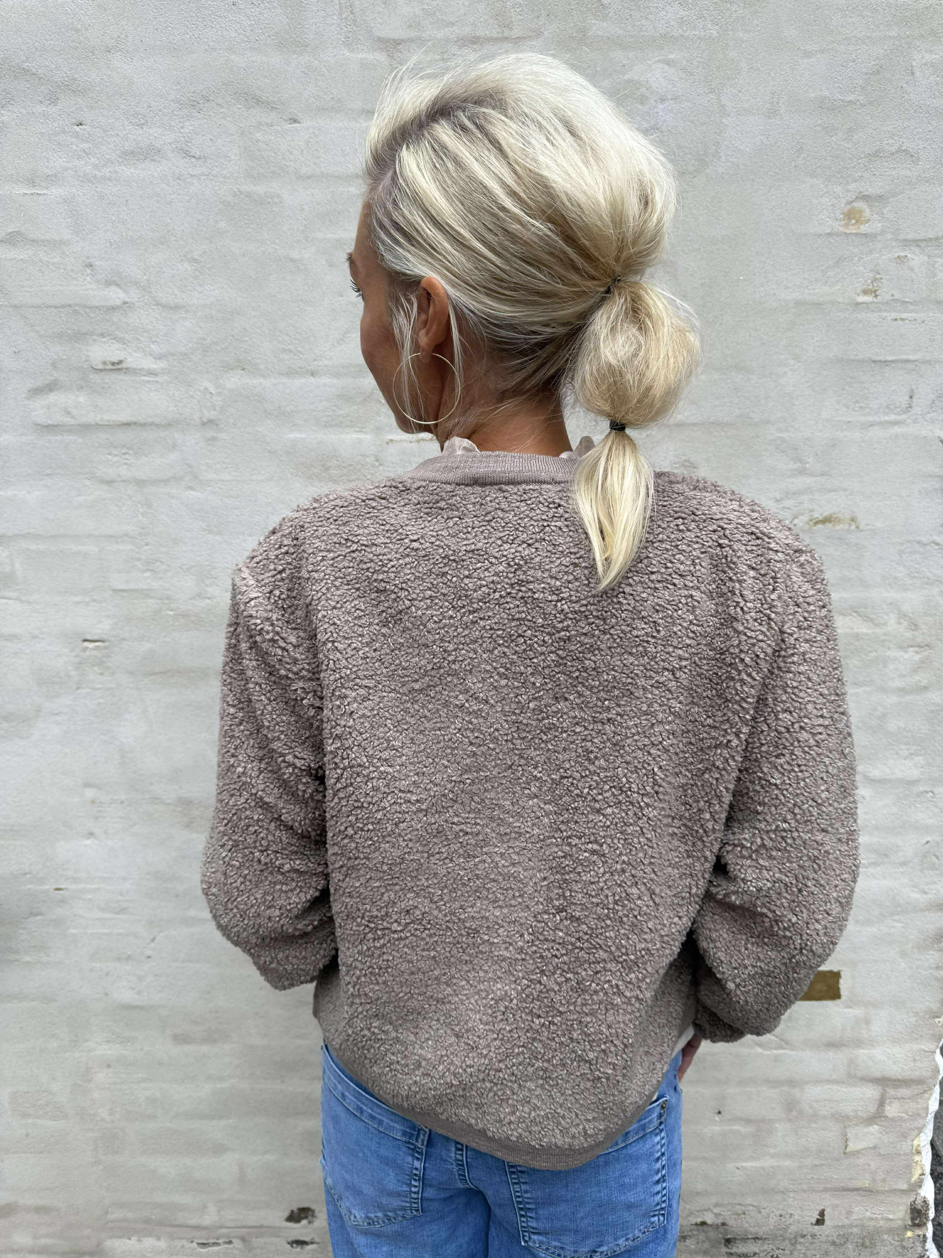 Limo Fluffy Knit Cardigan - Dark Sand