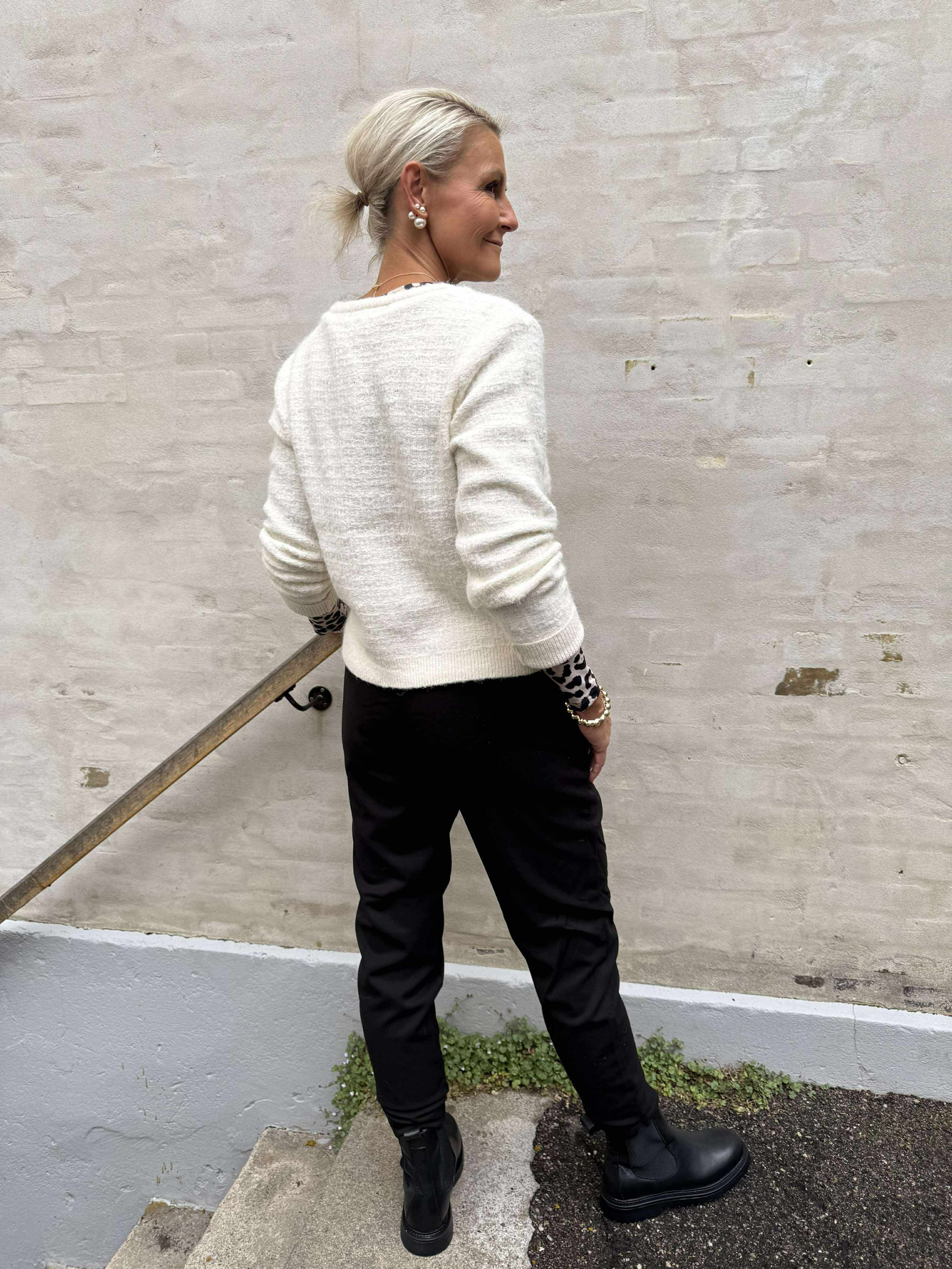BLOSSOM LS O-NECK CARDIGAN - Birch Melange