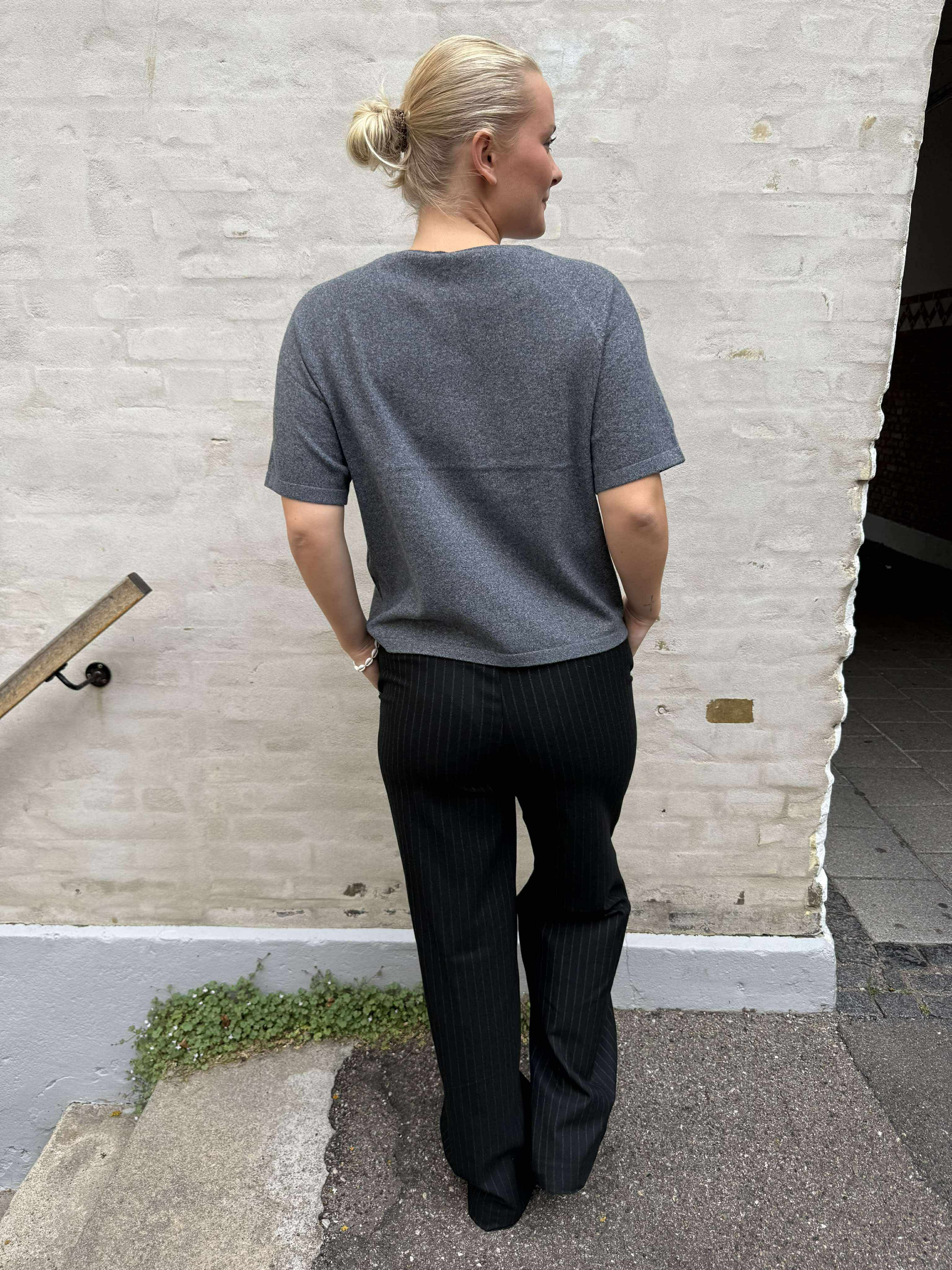 BREE O-NECK KNIT - Dark Grey Melange