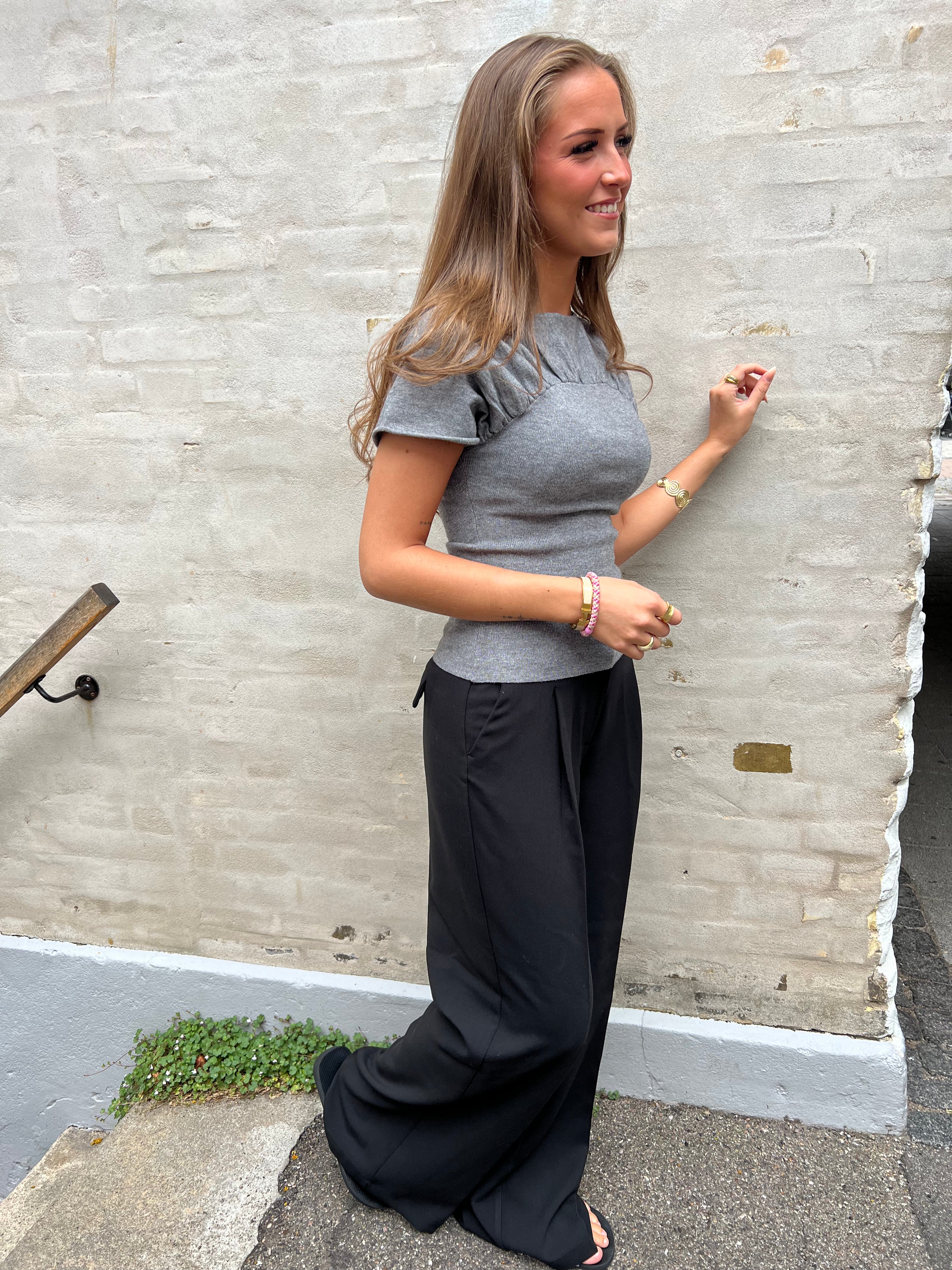 Anthea Knit Top - Dark Grey Melange