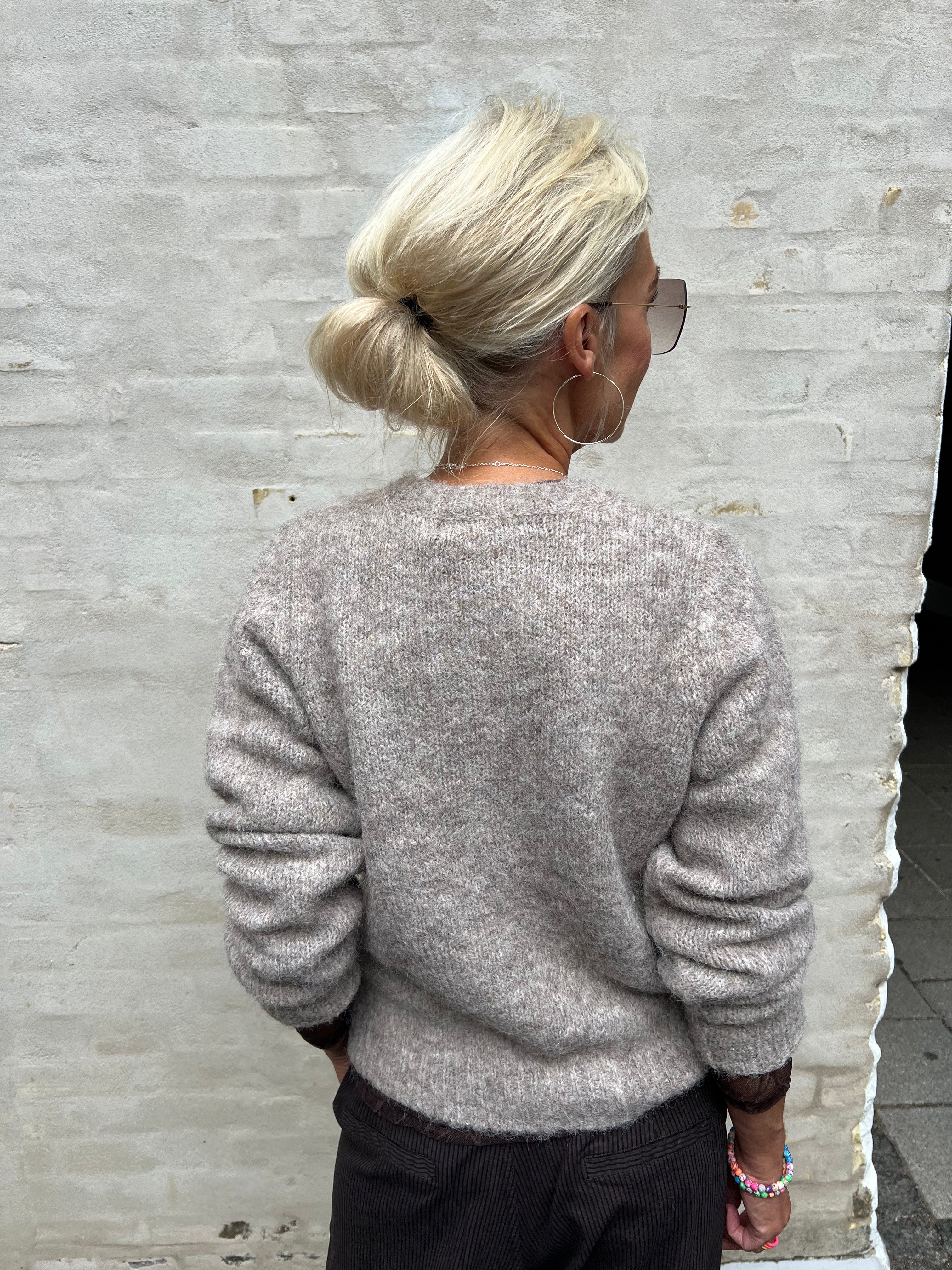 NOVAH BUTTON CARDIGAN - Fossil/Melange