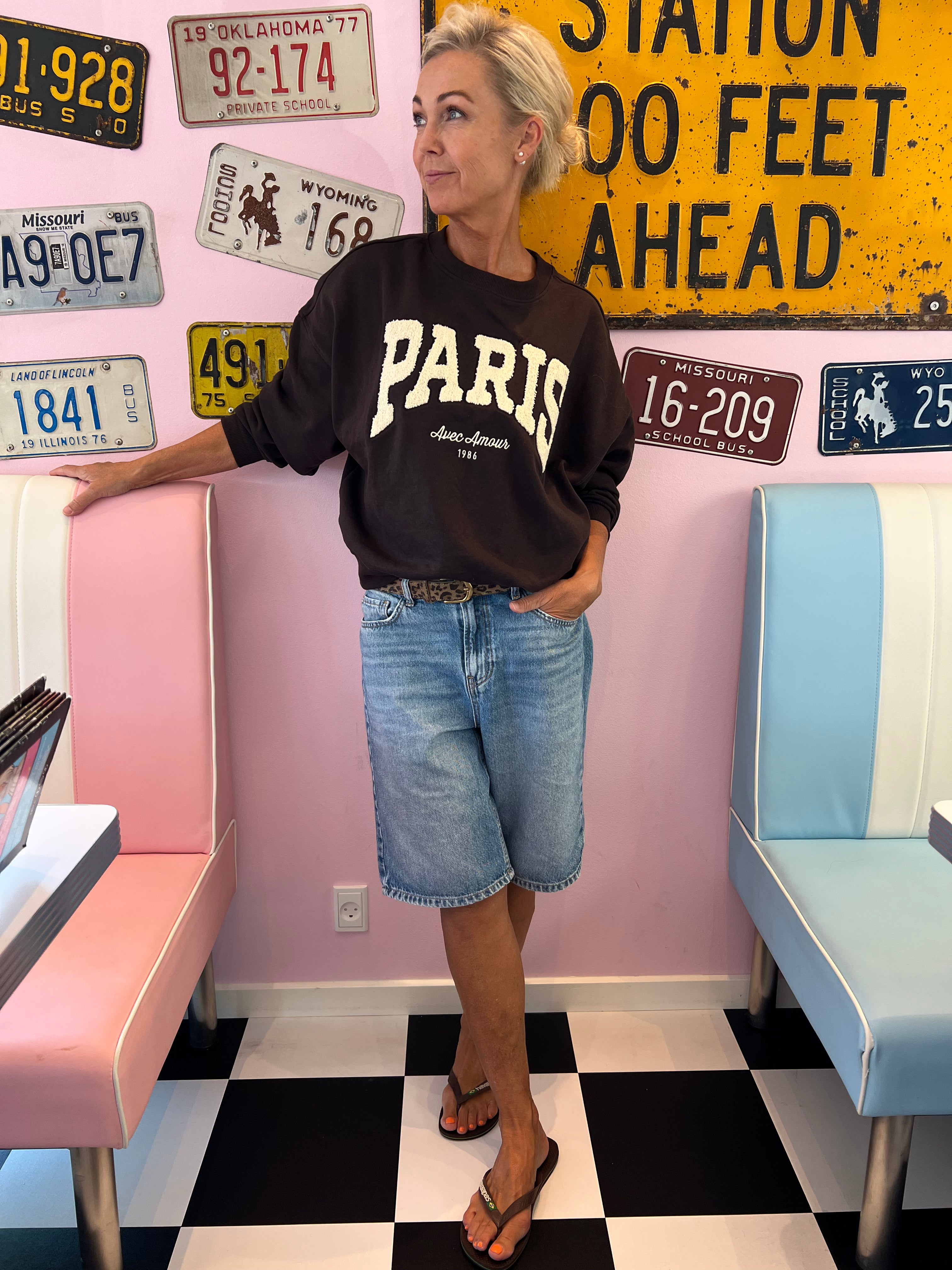 MESA O-NECK EMB SWEAT - Ganache PARIS