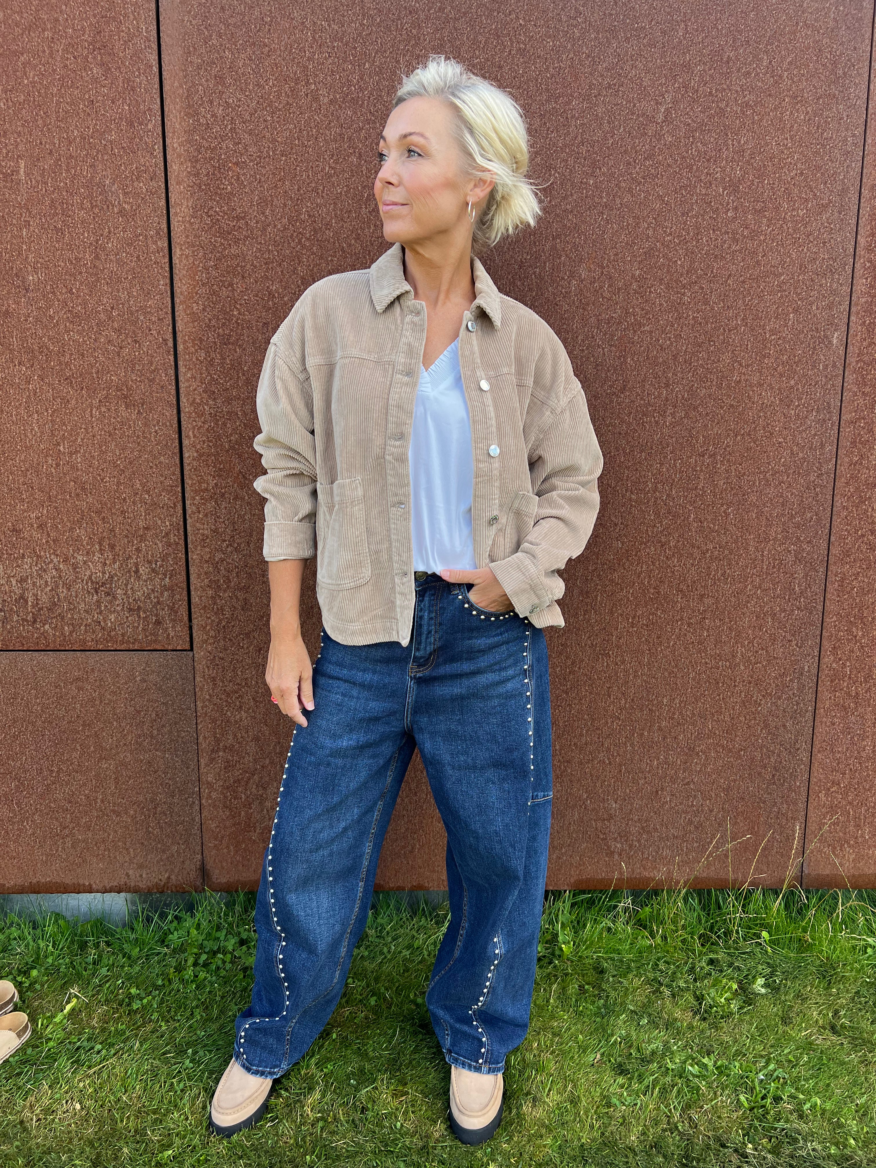JAMIE CORDUROY SHACKET - Silver Mink