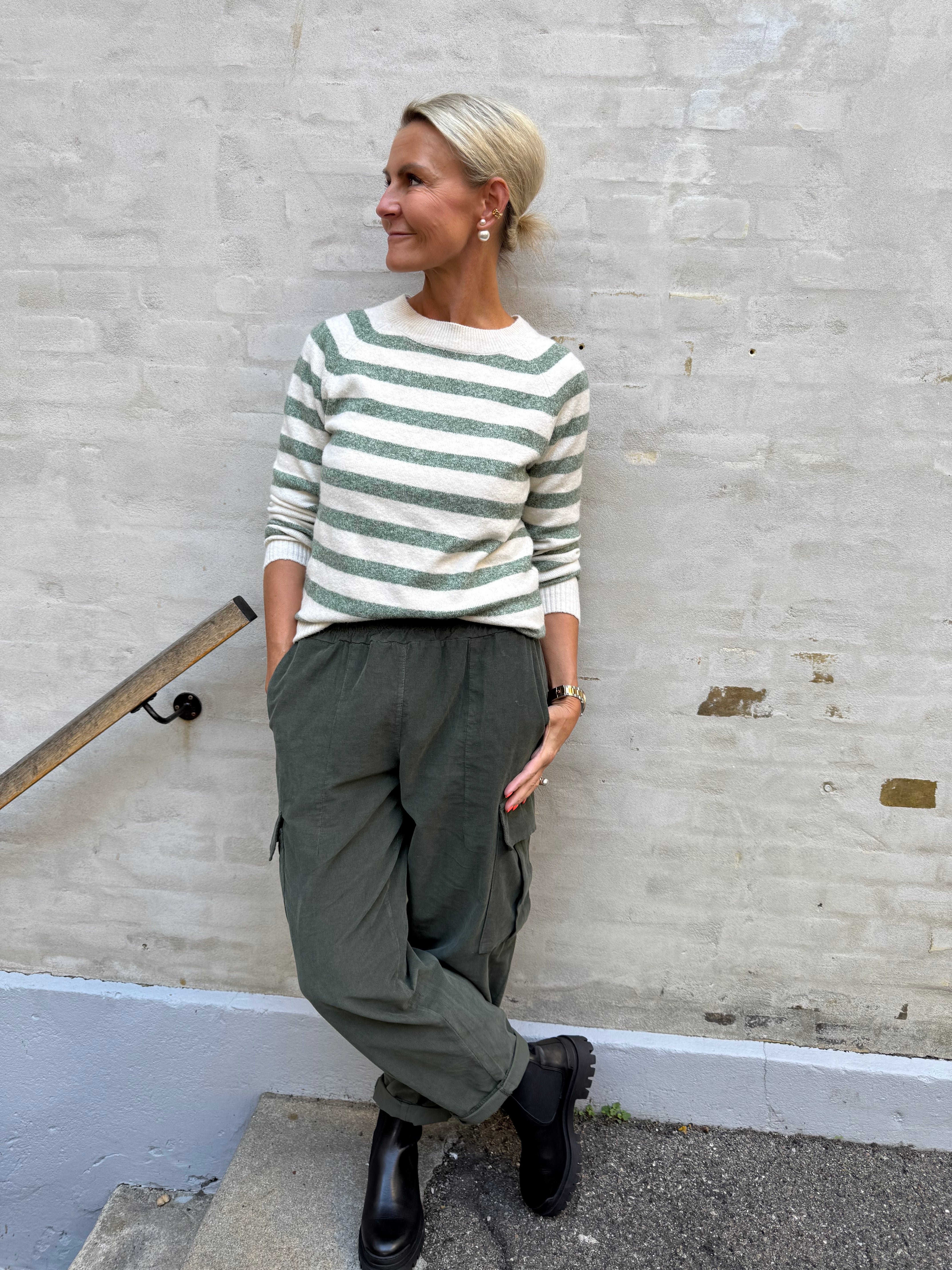 DOFFY O-NECK BLOUSE - Birch/W. Laurel