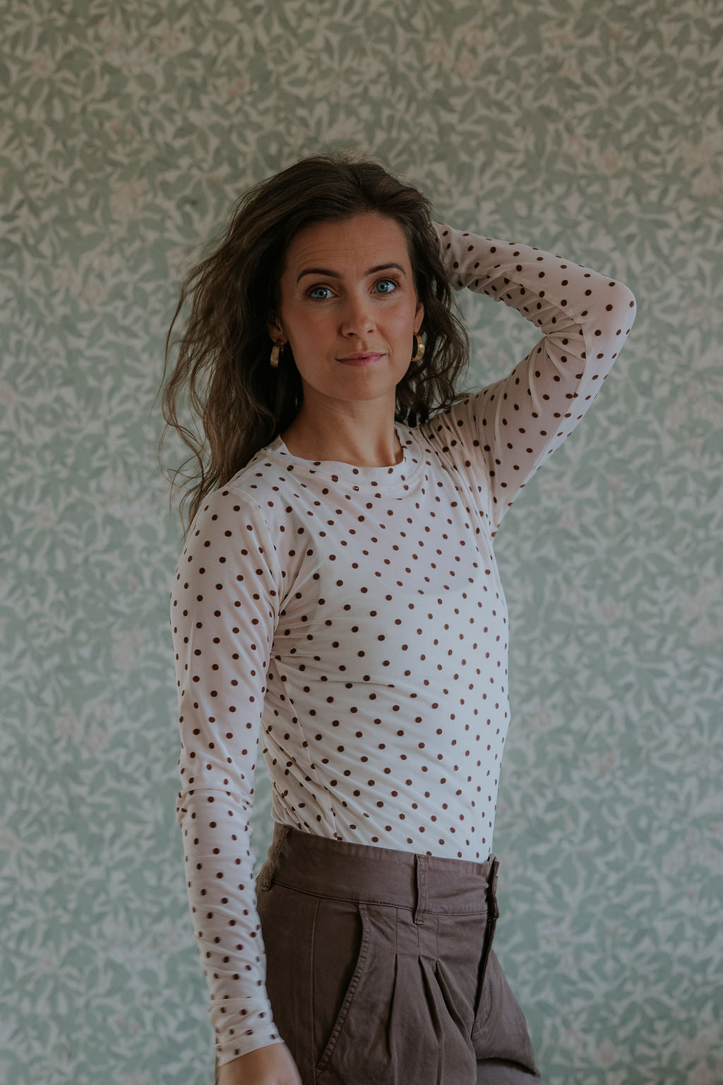 JENNIE dotted mesh blouse - Cream