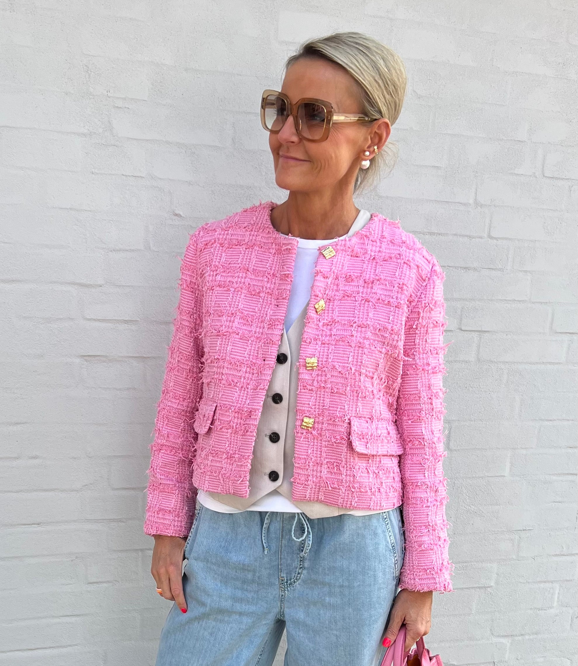 Cala check boucle jacket candyfloss