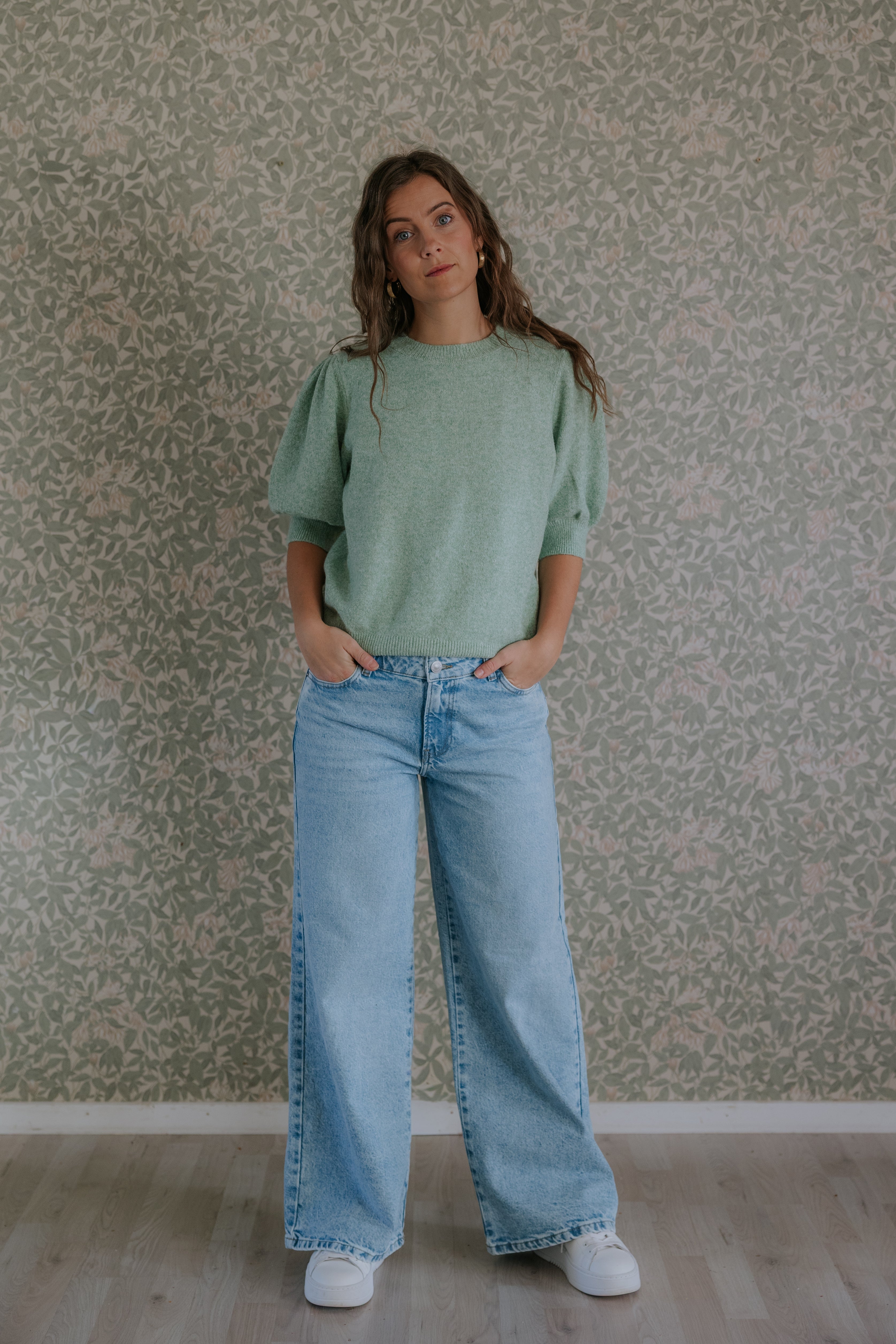 Selma low waist wide jeans - Light Blue Denim