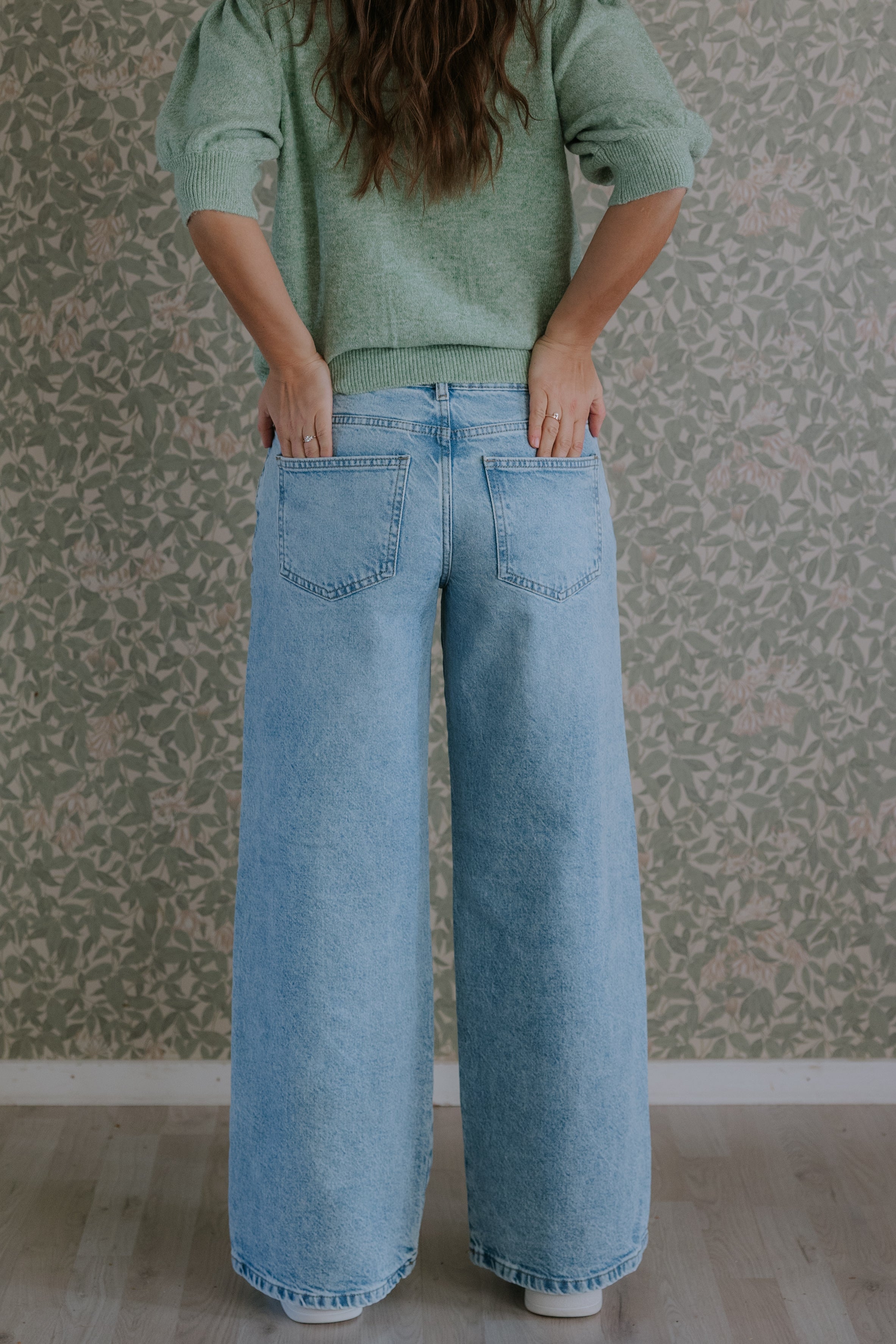 Selma low waist wide jeans - Light Blue Denim