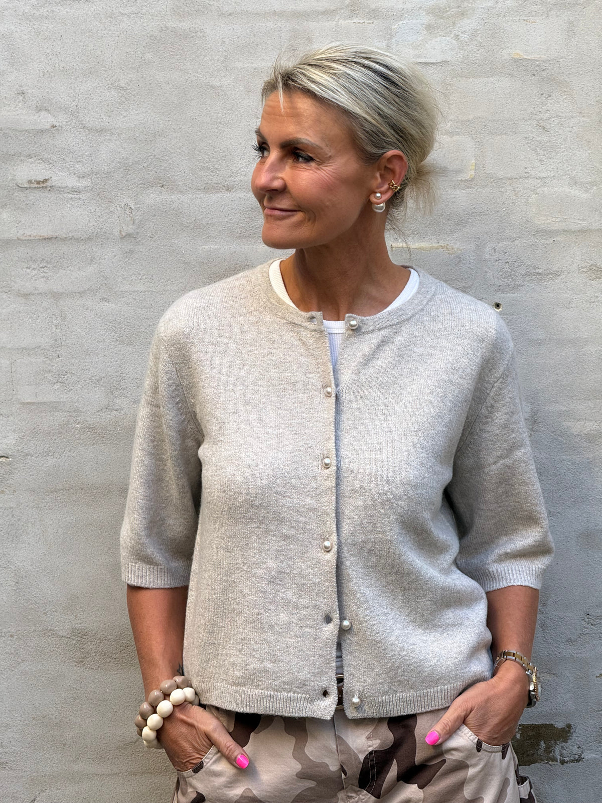 RUE LIFE 2/4 PEARL CARDIGAN - Chateau Gray MELANGE