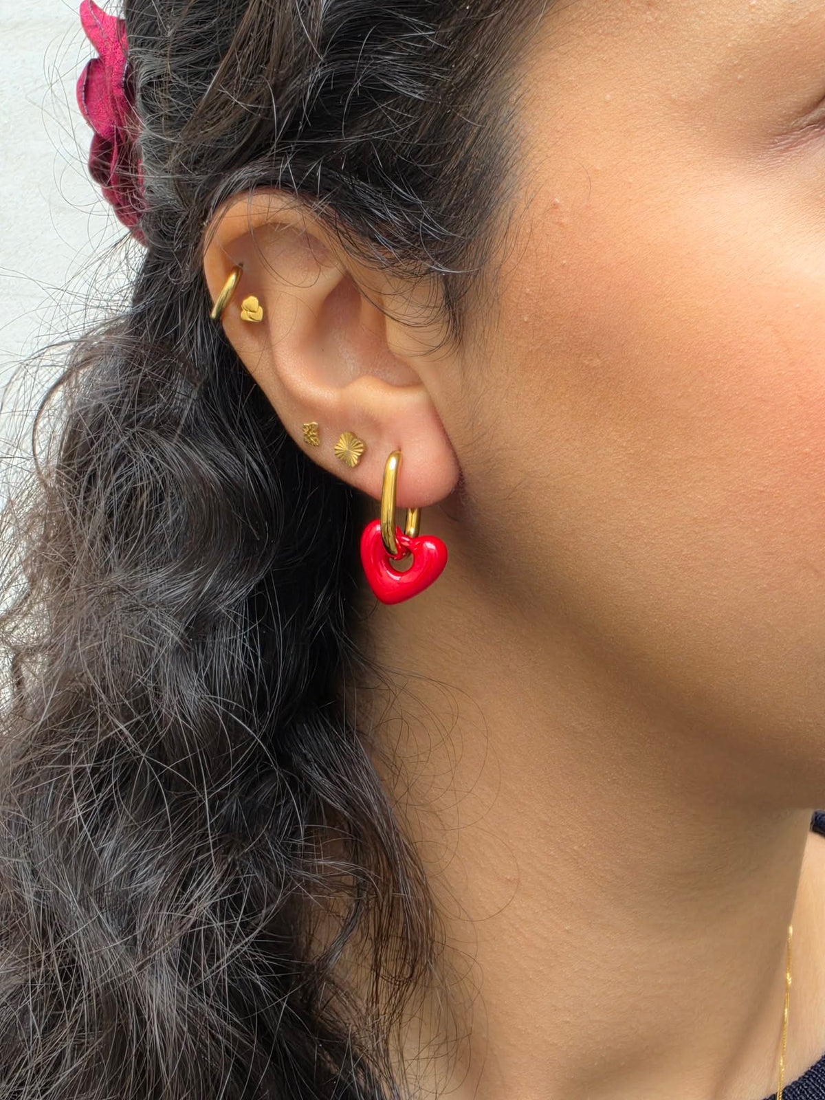 Sweet Heart Earing - Gold/Red