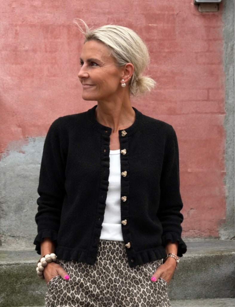 Clare Annemarie Frill Cardigan - Black