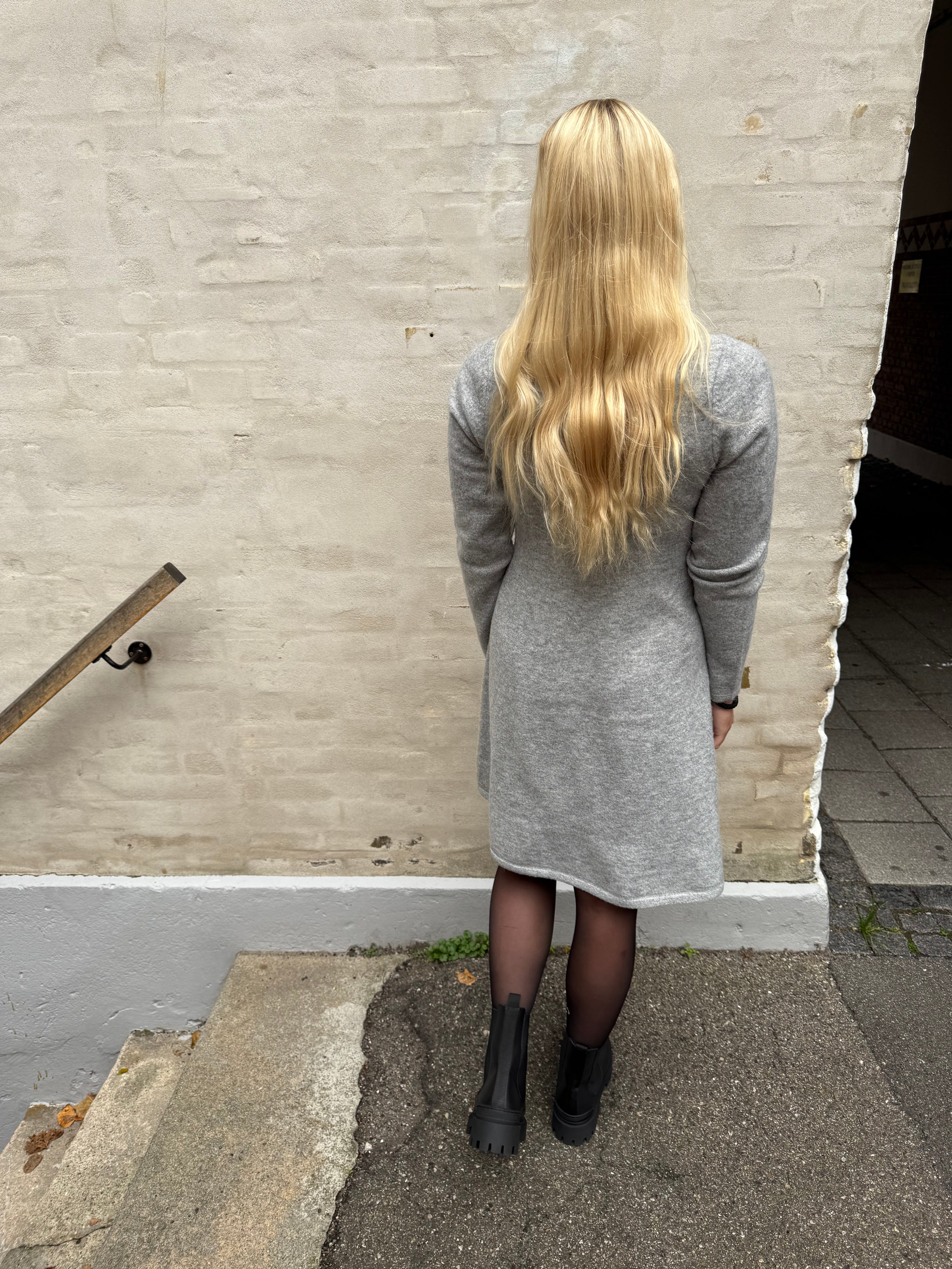 Rosemary Life L/S Collar Dress - Light Grey Melange