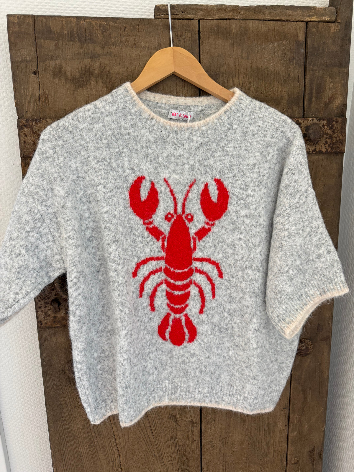 Lobster S/S Knit - Grey/ Red