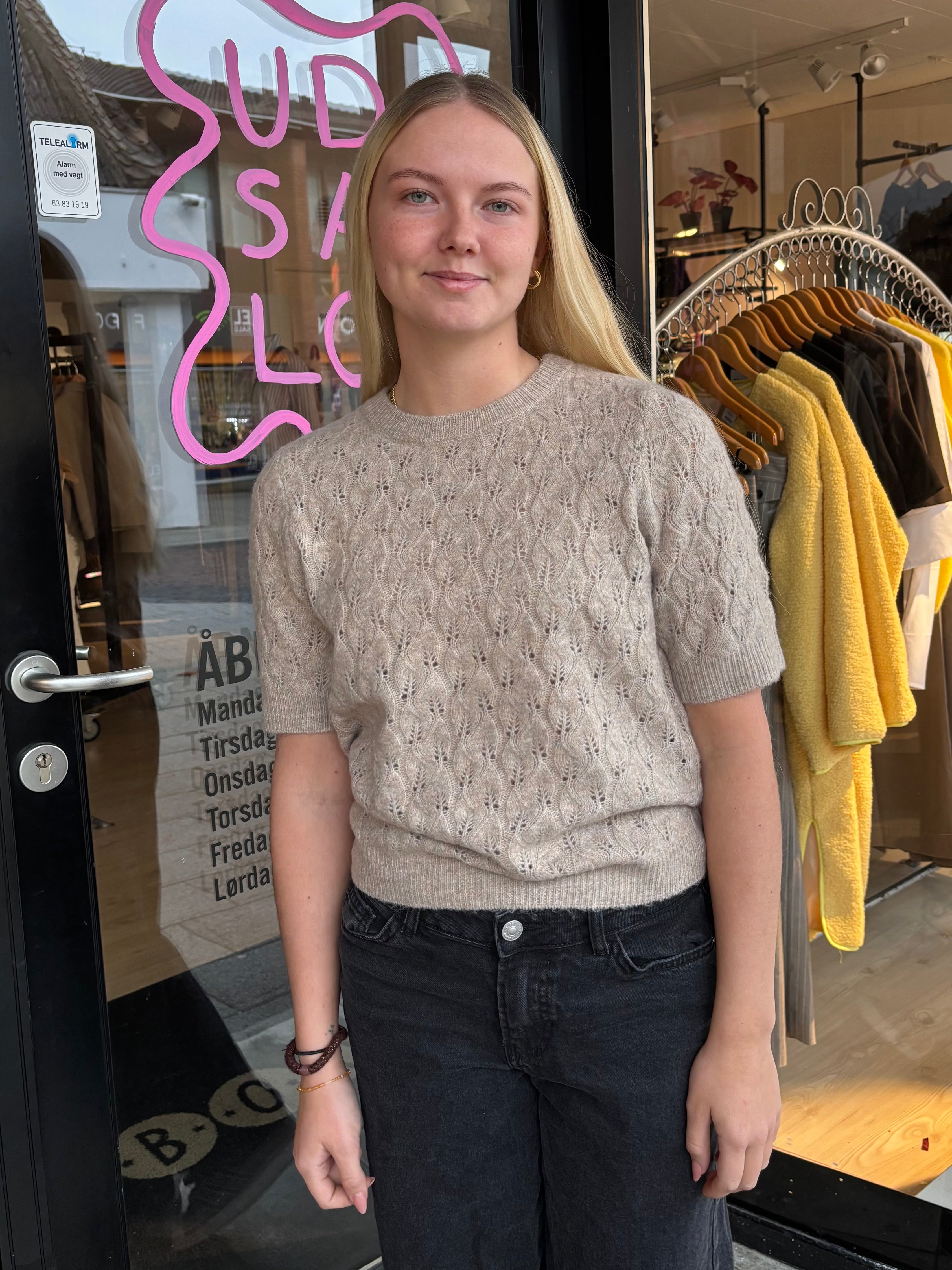 LELOU SS O-NECK KNIT - Taupe Gray MELANGE