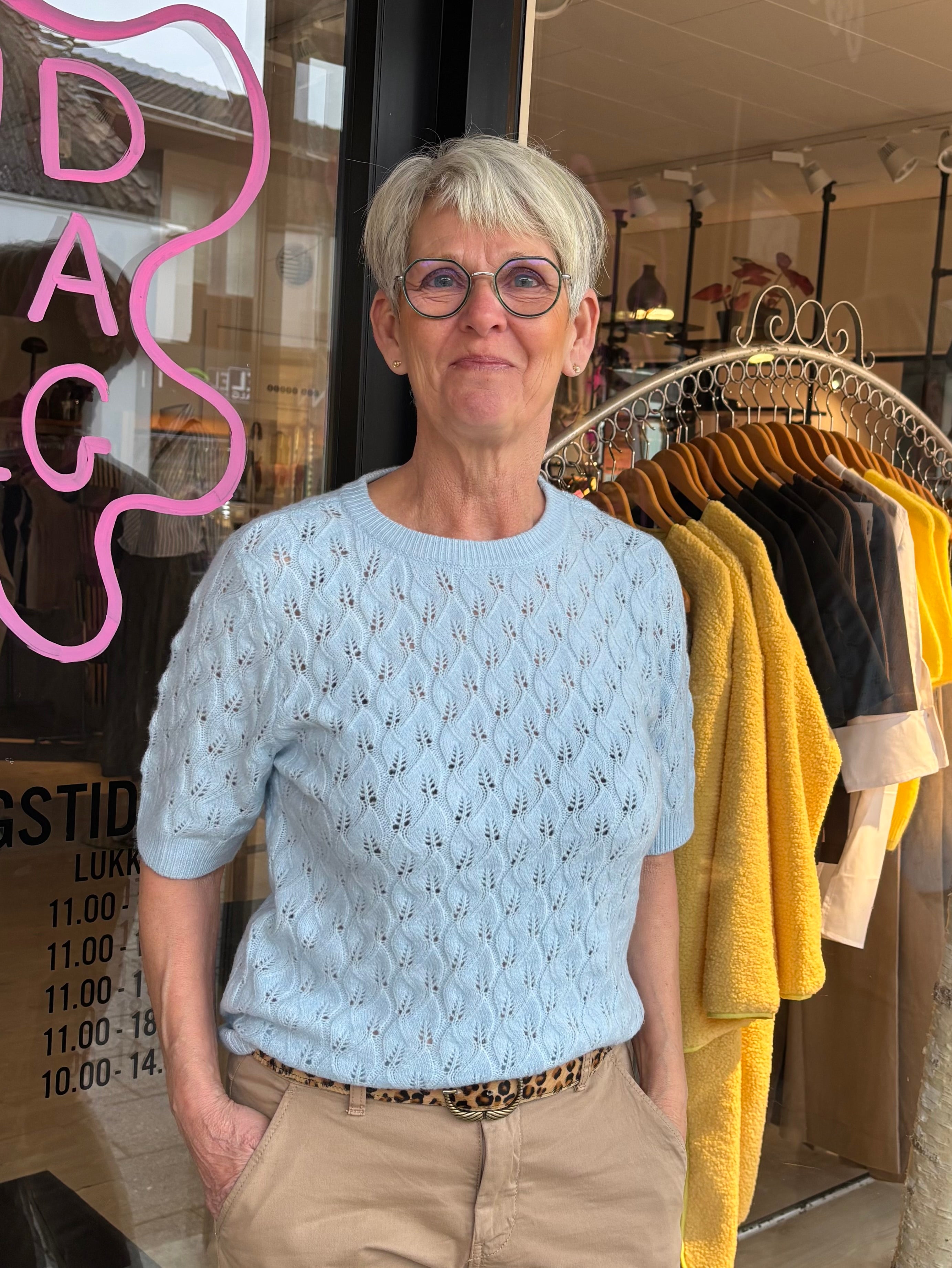 LELOU SS O-NECK KNIT - Cashmere Blue MELANGE