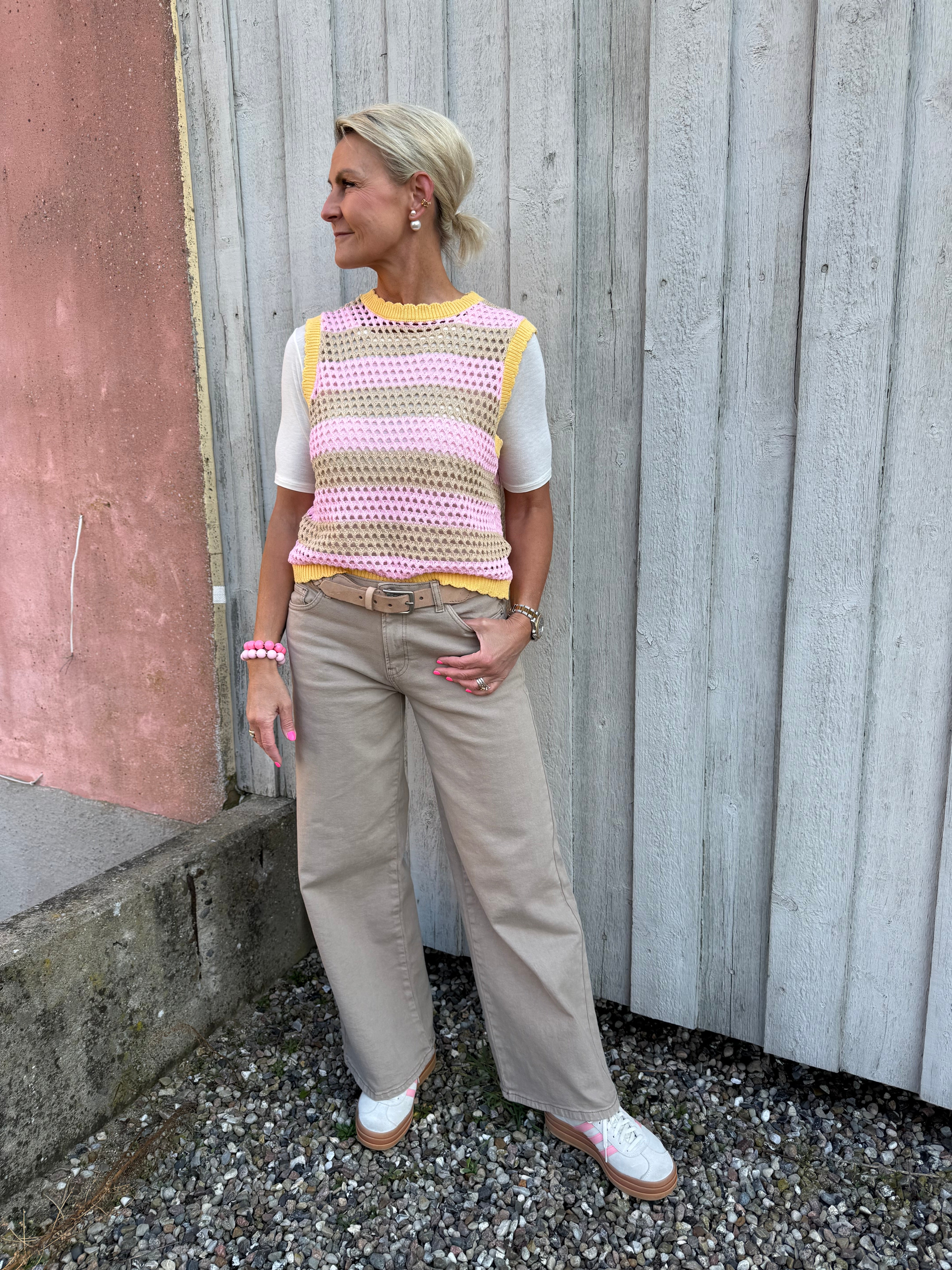 SELMA LW BRED FÄRGADE JEANS - Fransk Vanilj