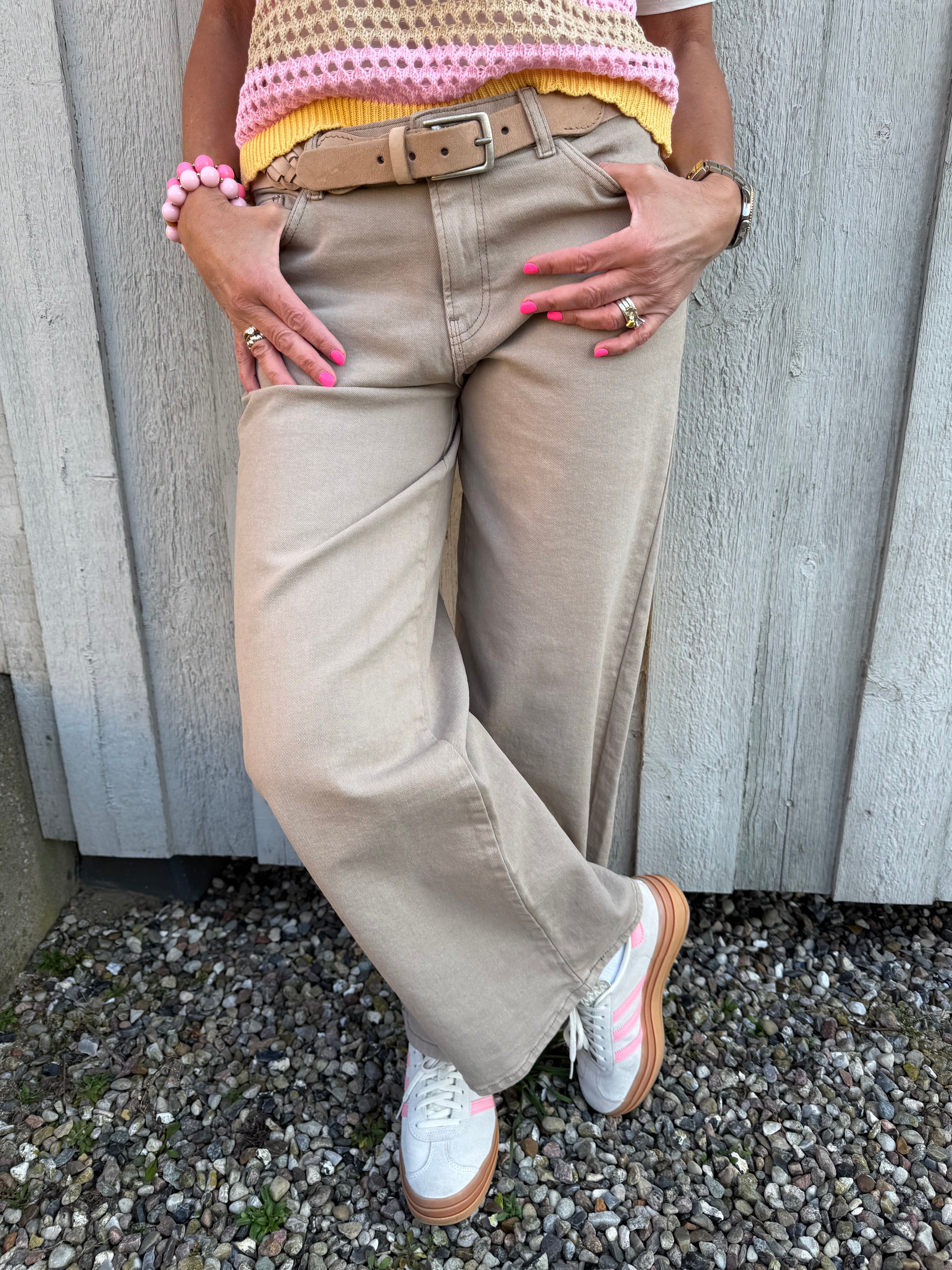 SELMA LW BRED FÄRGADE JEANS - Fransk Vanilj