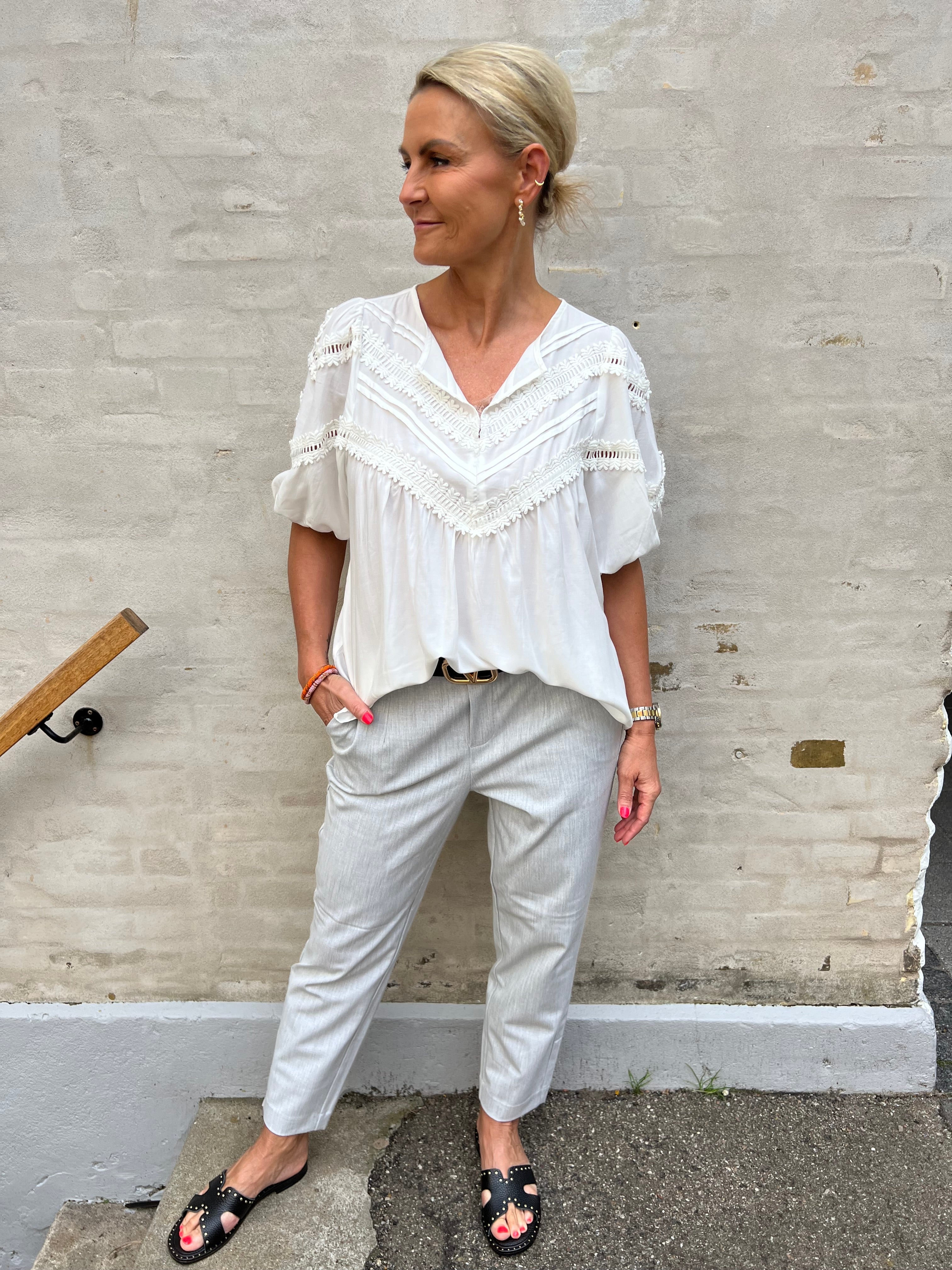 Lisa slim pant light grey melange