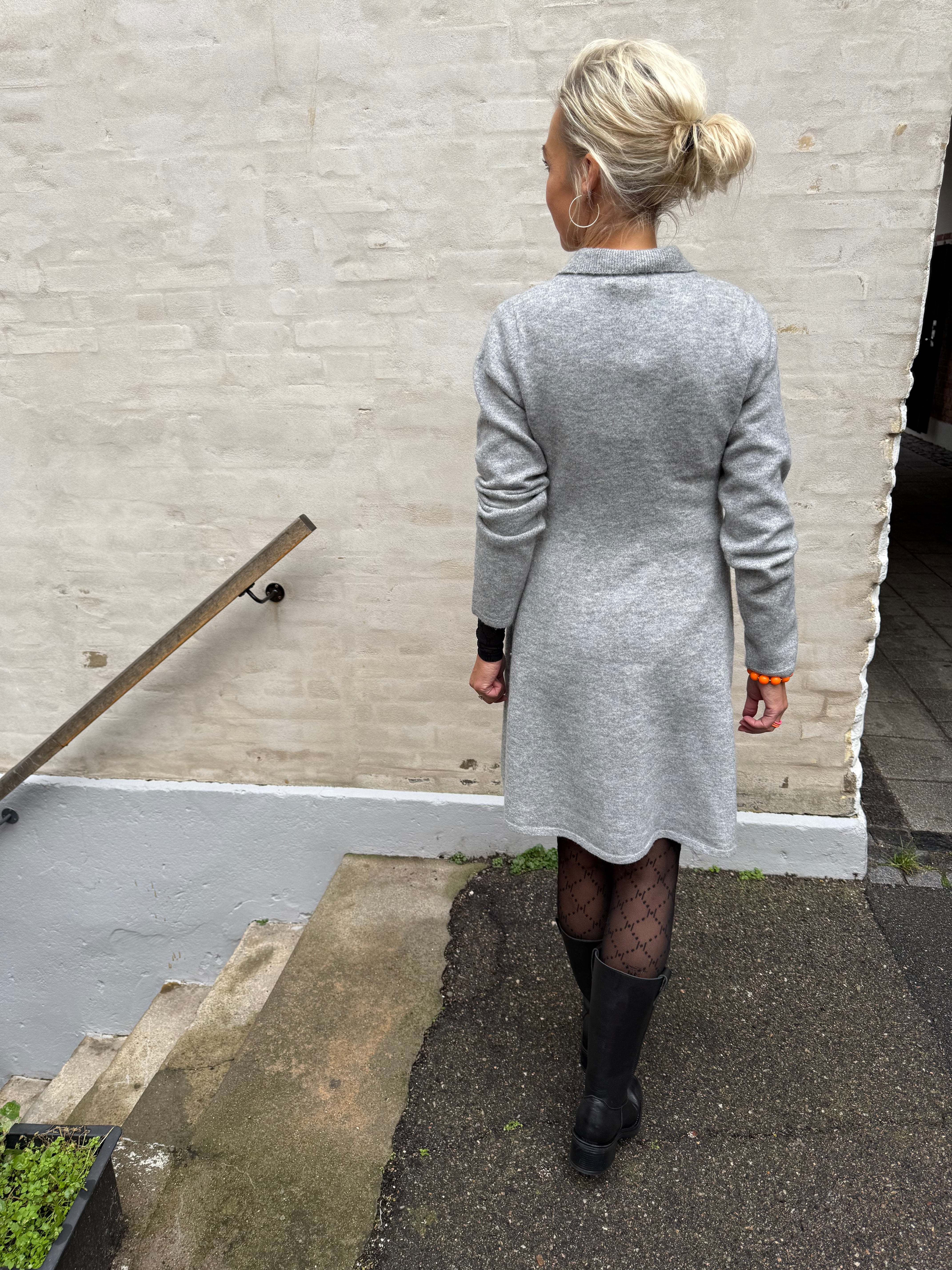 Rosemary Life L/S Collar Dress - Light Grey Melange