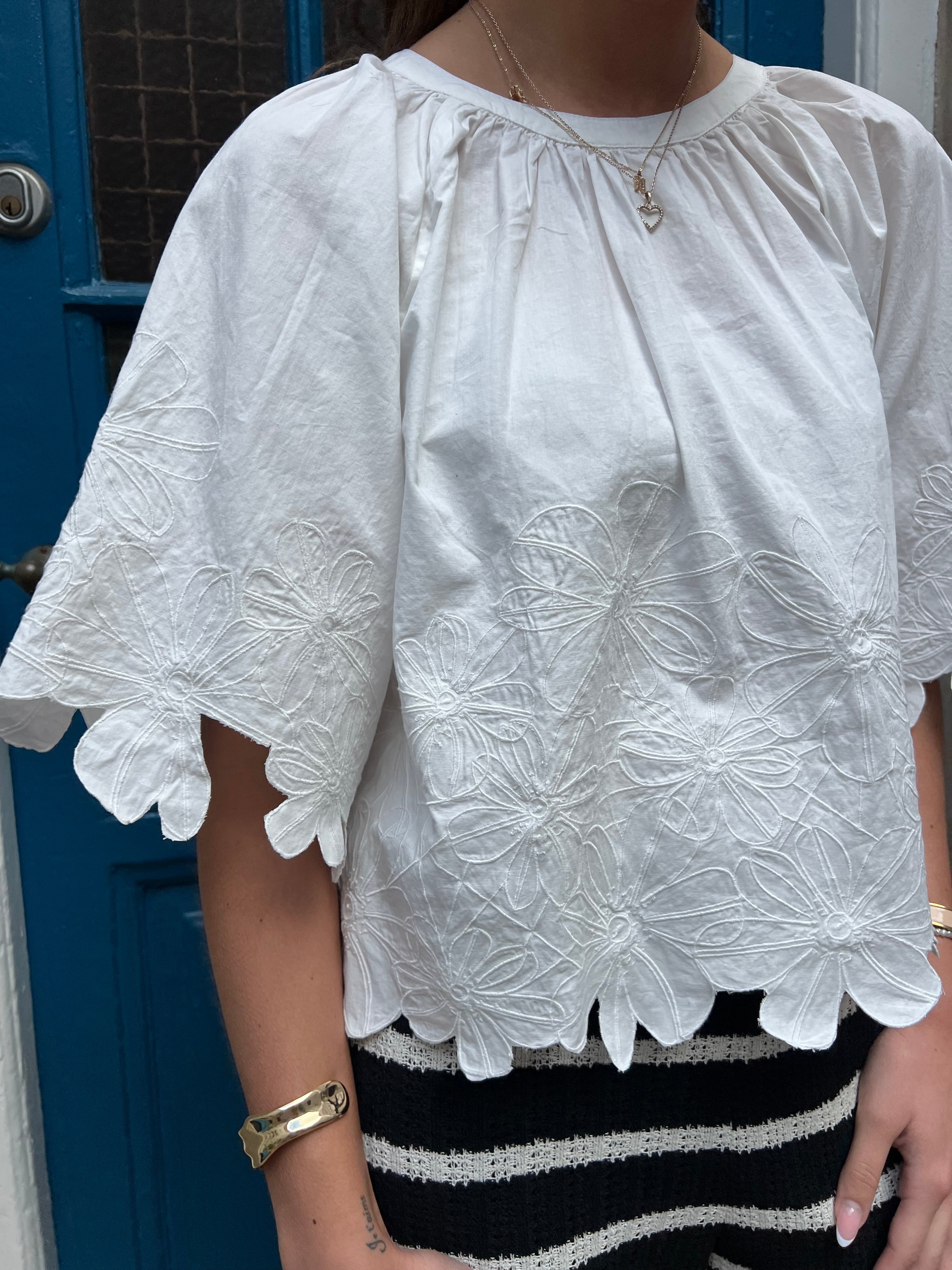 Kamma EMBROIDERED Top Cloud Dancer