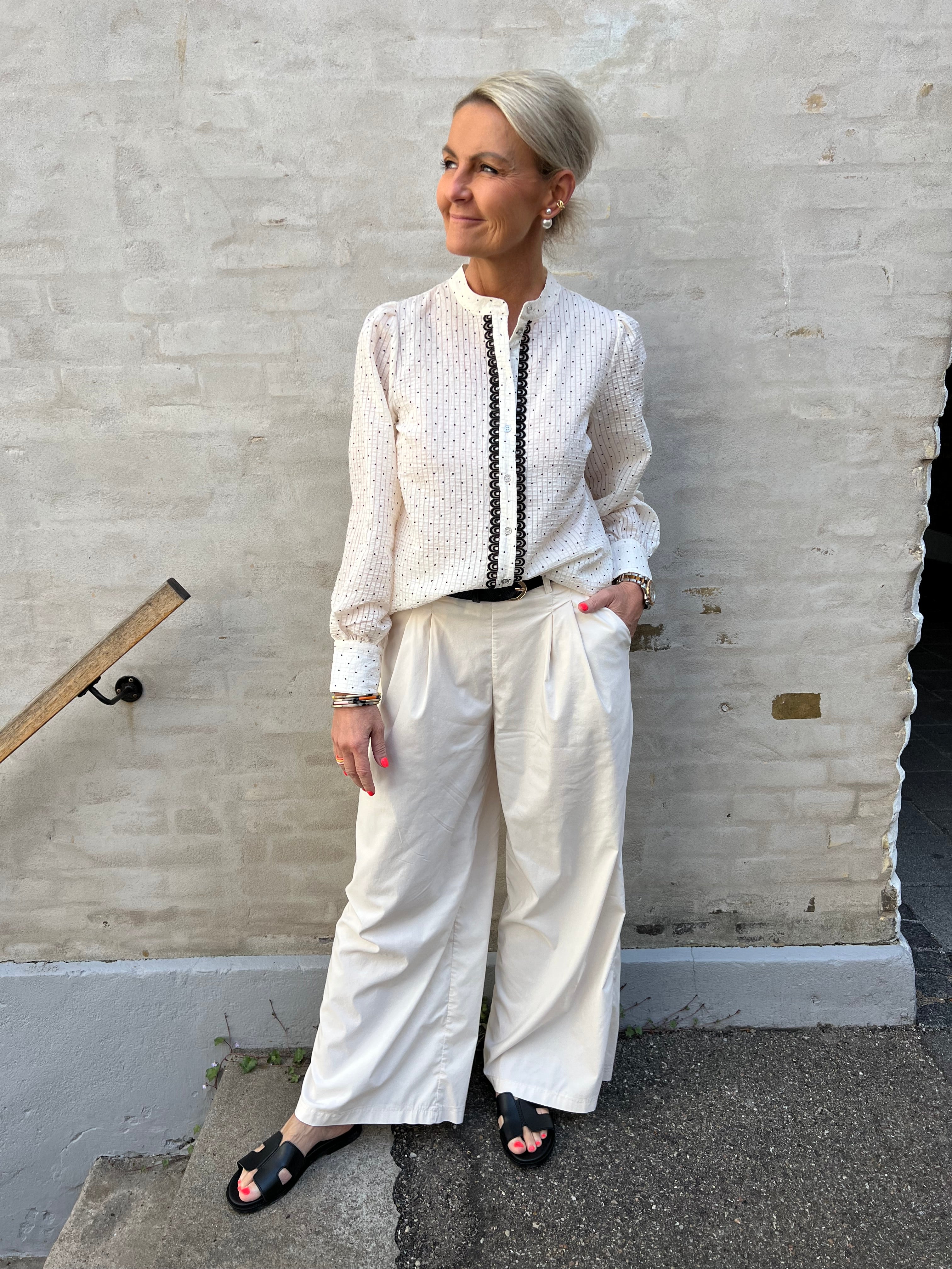 Francisca Dot Lace Shirt Off White