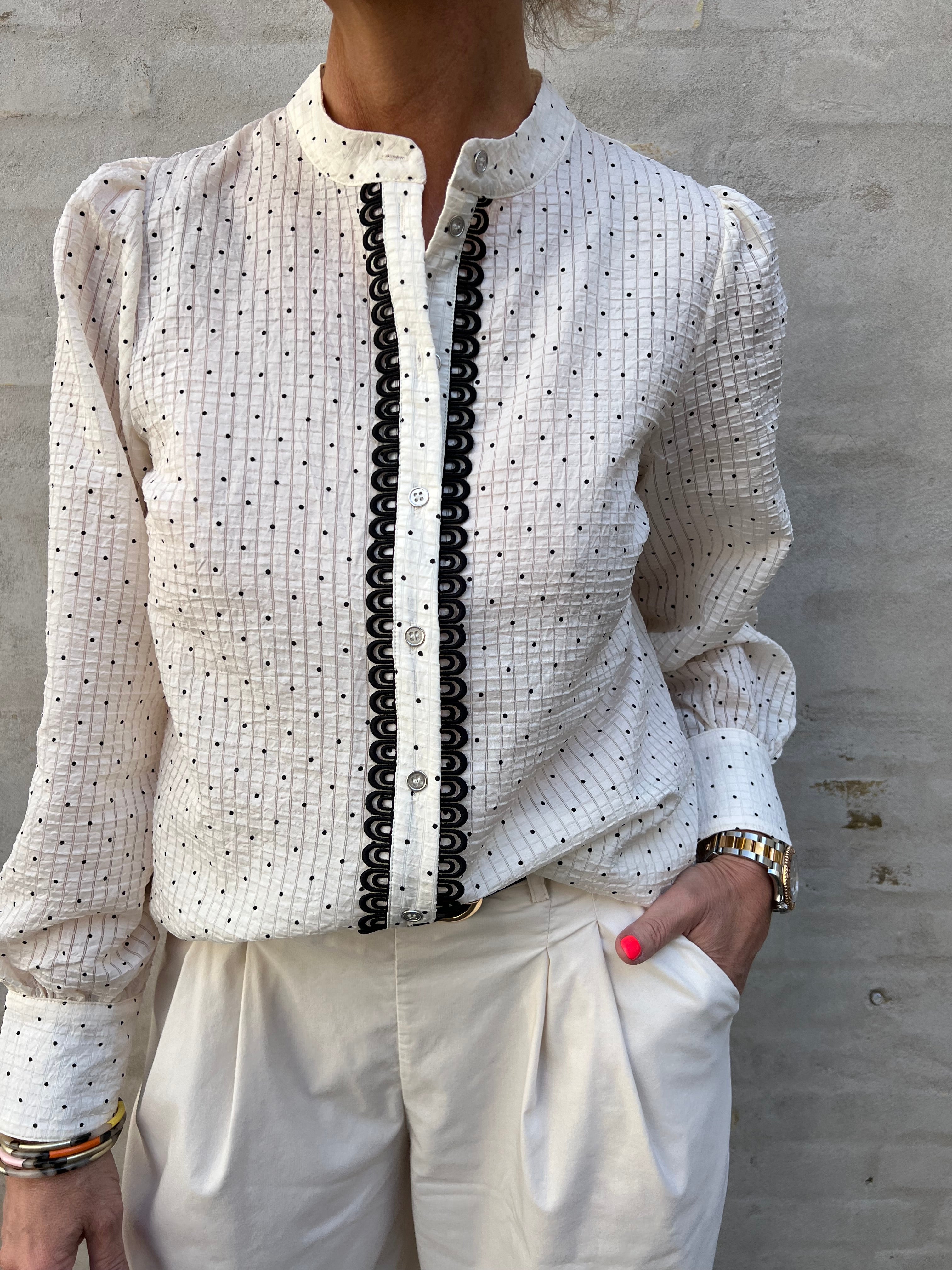 Francisca Dot Lace Shirt Off White