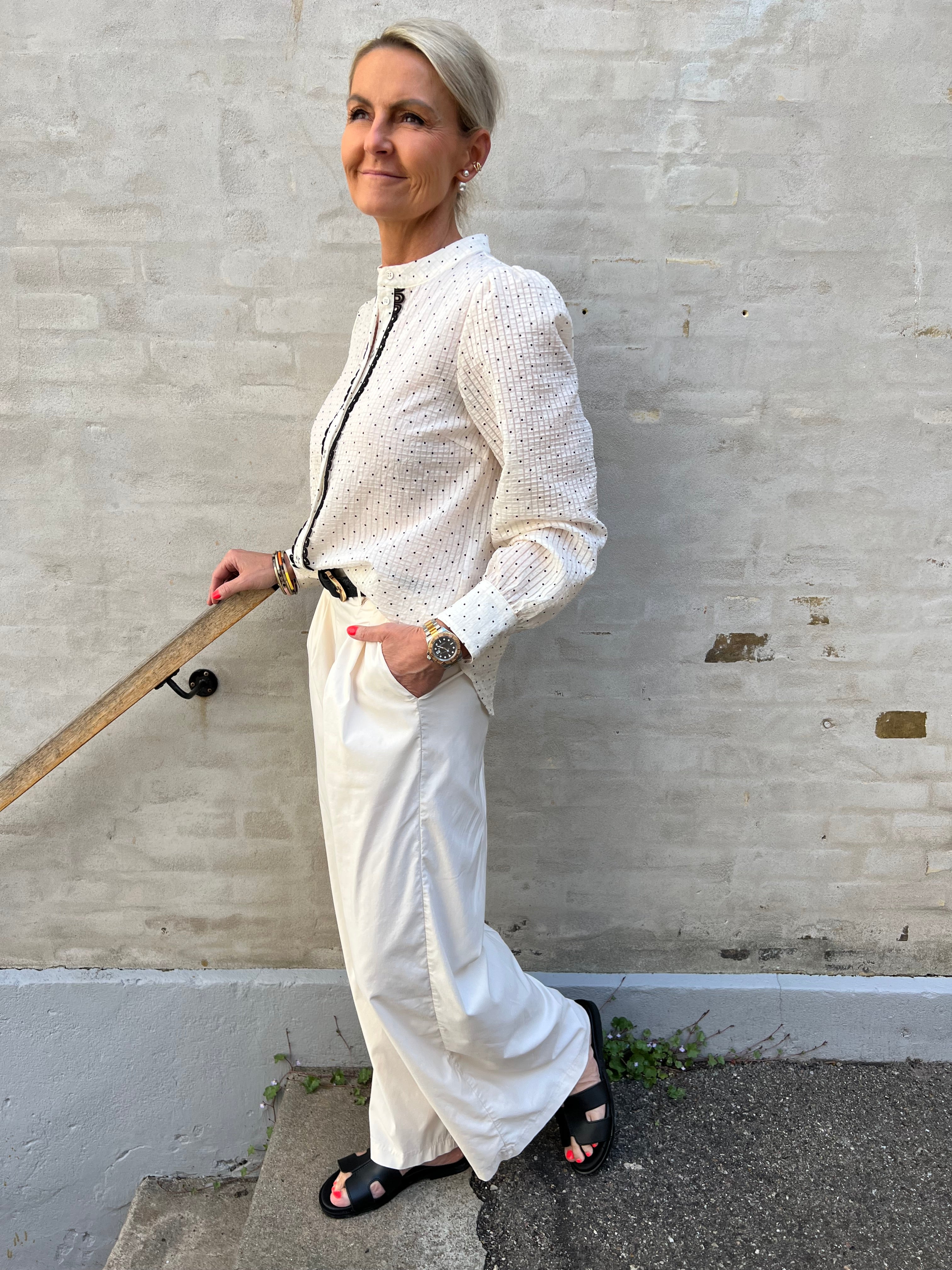 Francisca Dot Lace Shirt Off White