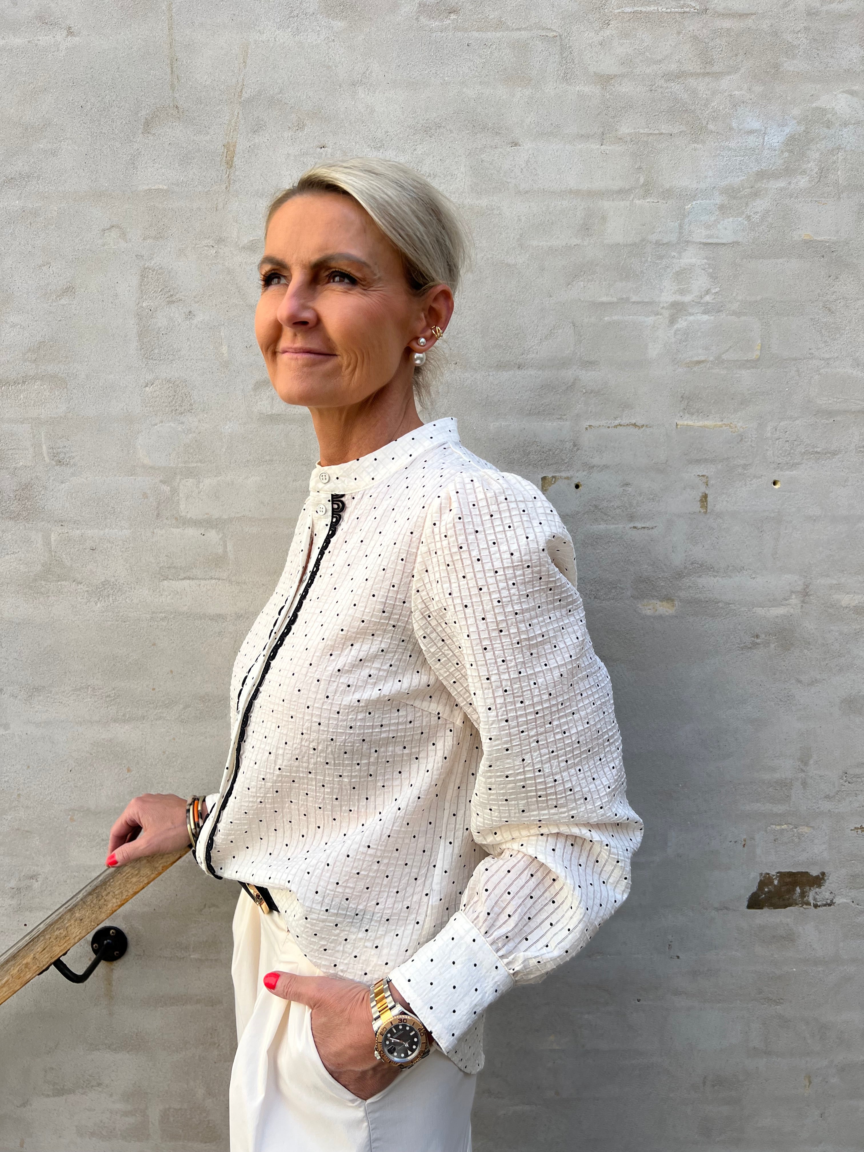Francisca Dot Lace Shirt Off White