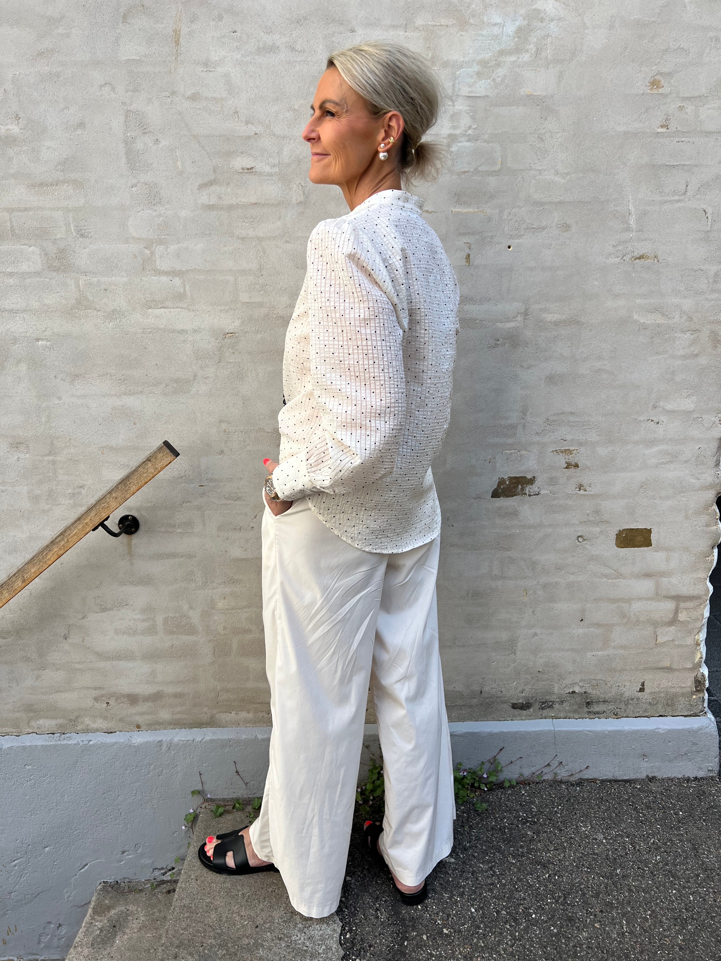 Francisca Dot Lace Shirt Off White