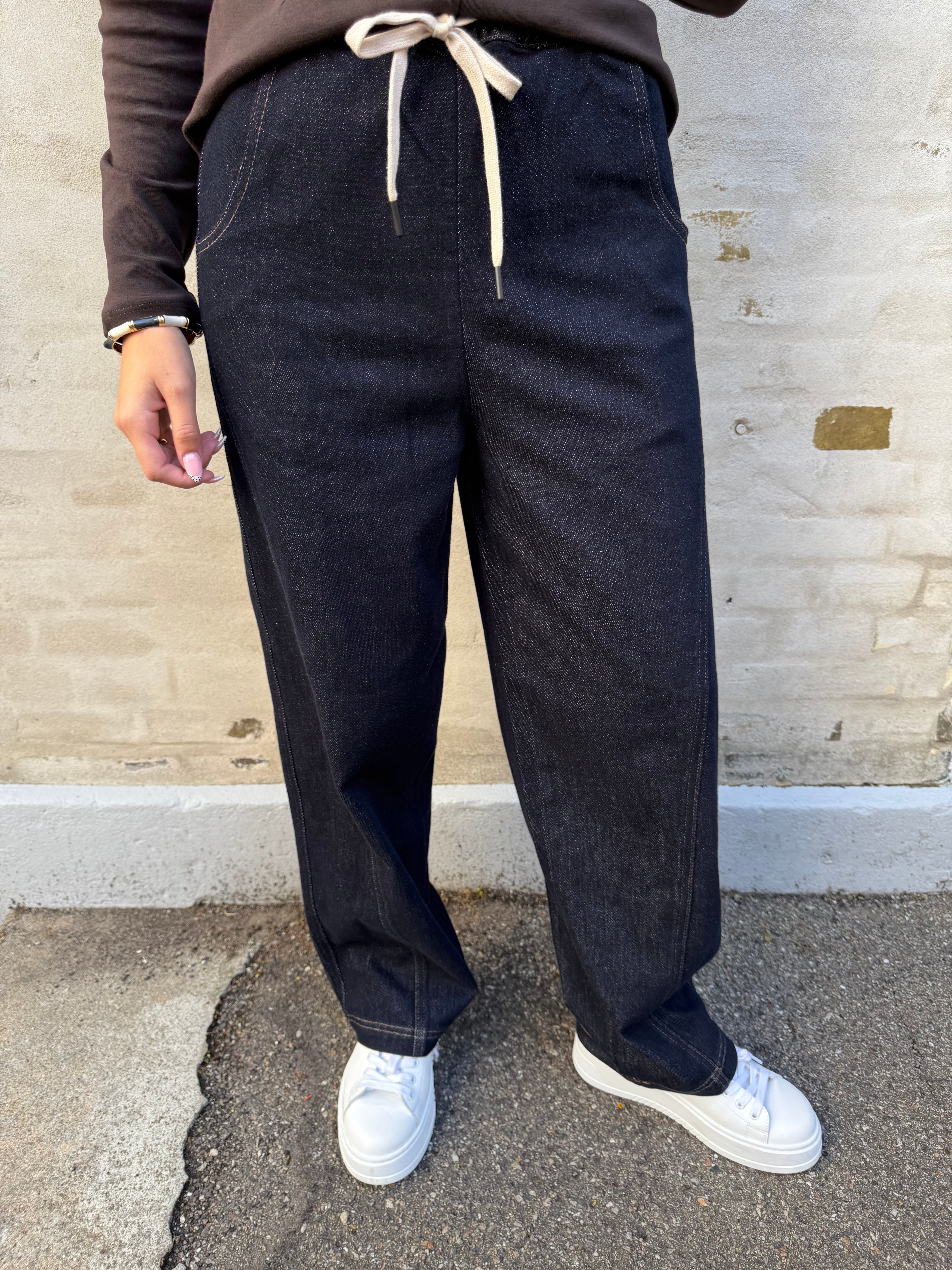 CAMILLA DENIM LOOSE PANTS - Dark Blue Denim