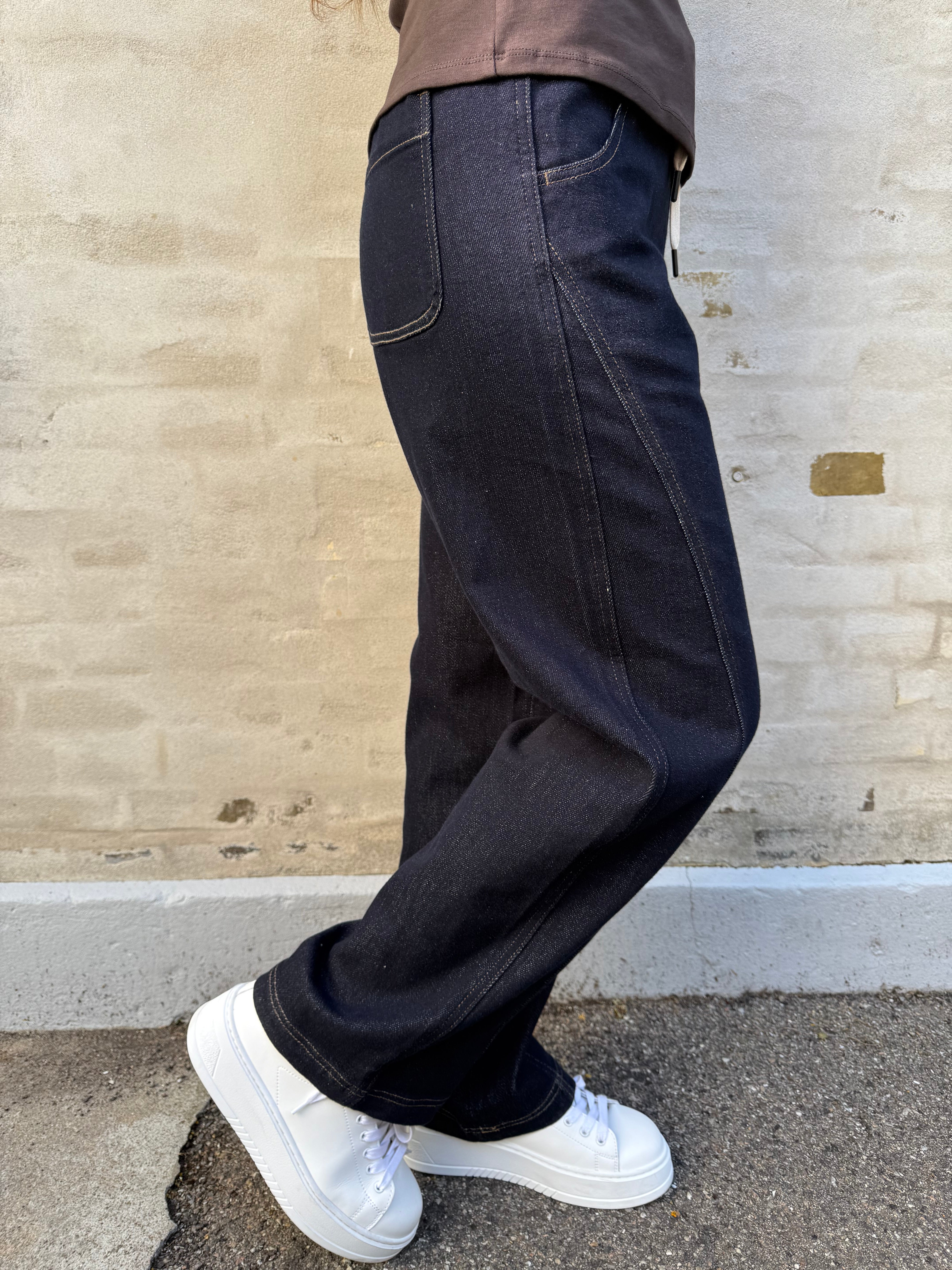 CAMILLA DENIM LOOSE PANTS - Dark Blue Denim