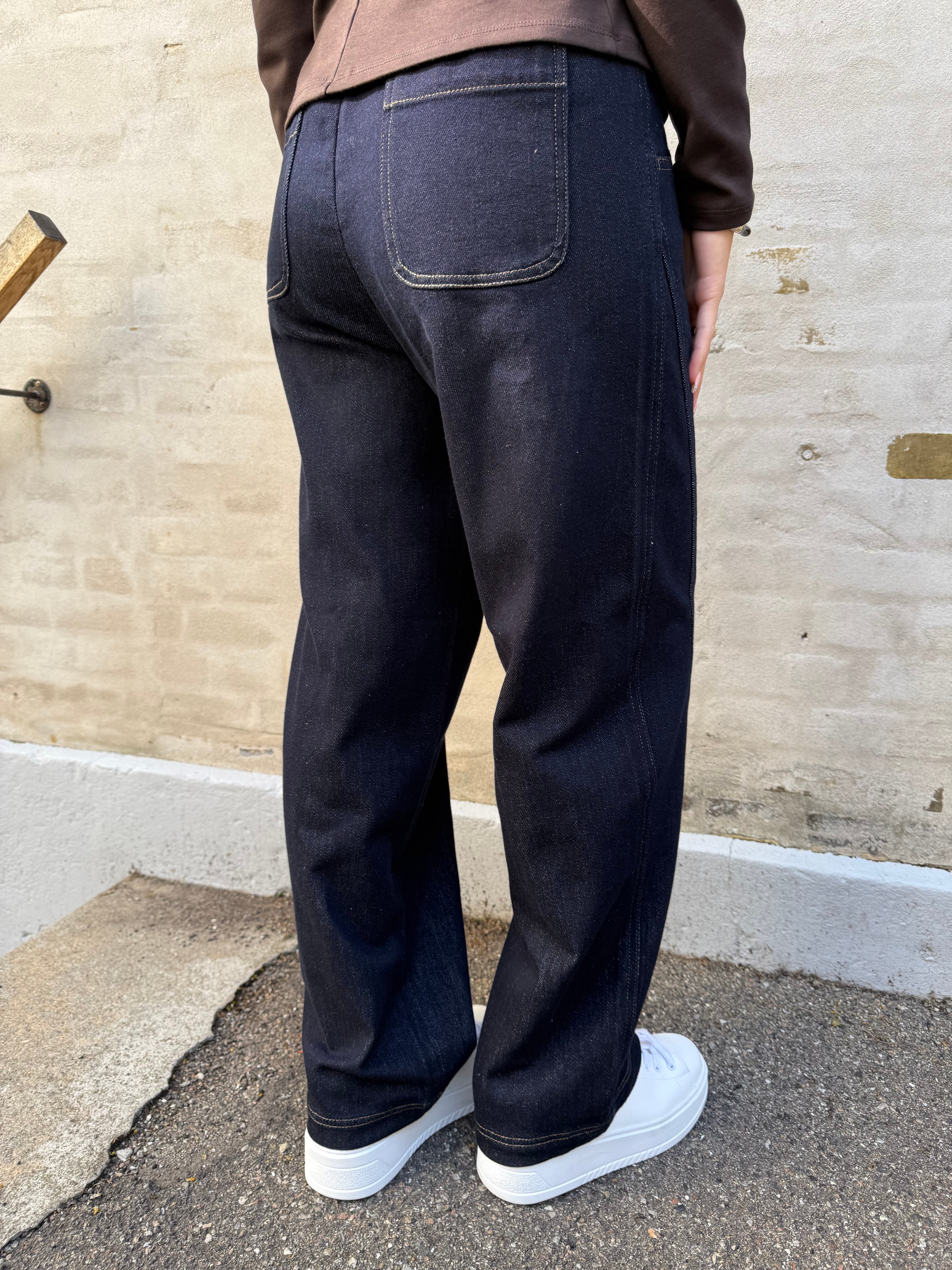 CAMILLA DENIM LOOSE PANTS - Dark Blue Denim