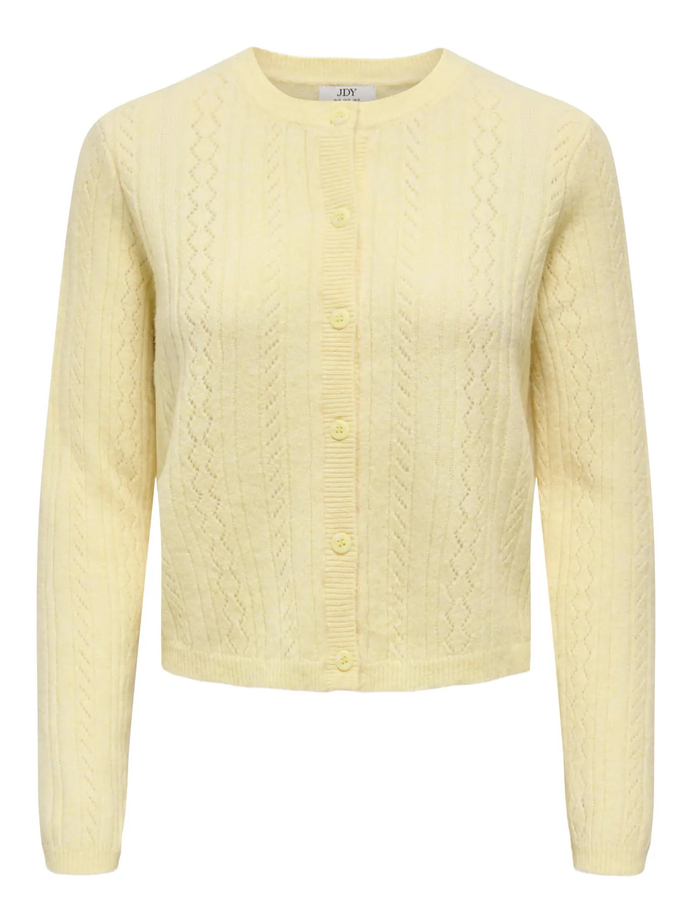 APRIL LIFE LS O-NECK CARDIGAN - Pastel Yellow_MELANGE